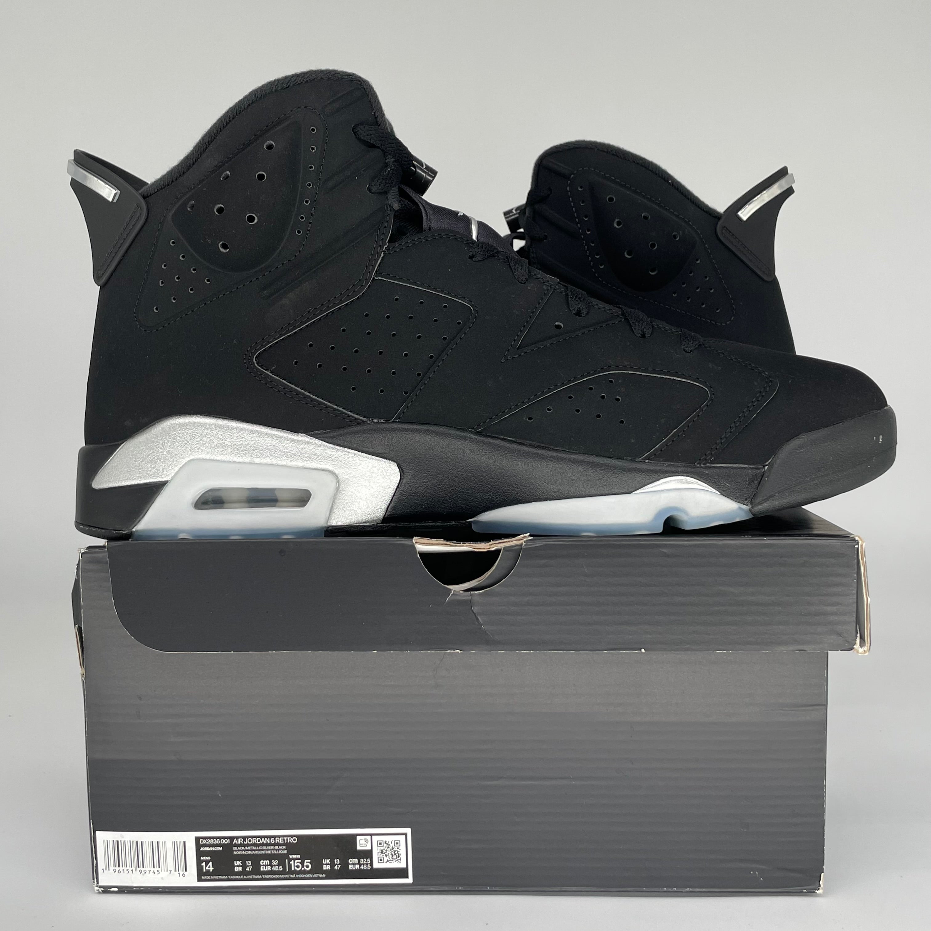 AIR JORDAN 6 CHROME METALLIC SILVER DX2836-001 SIZE 14/15.5W