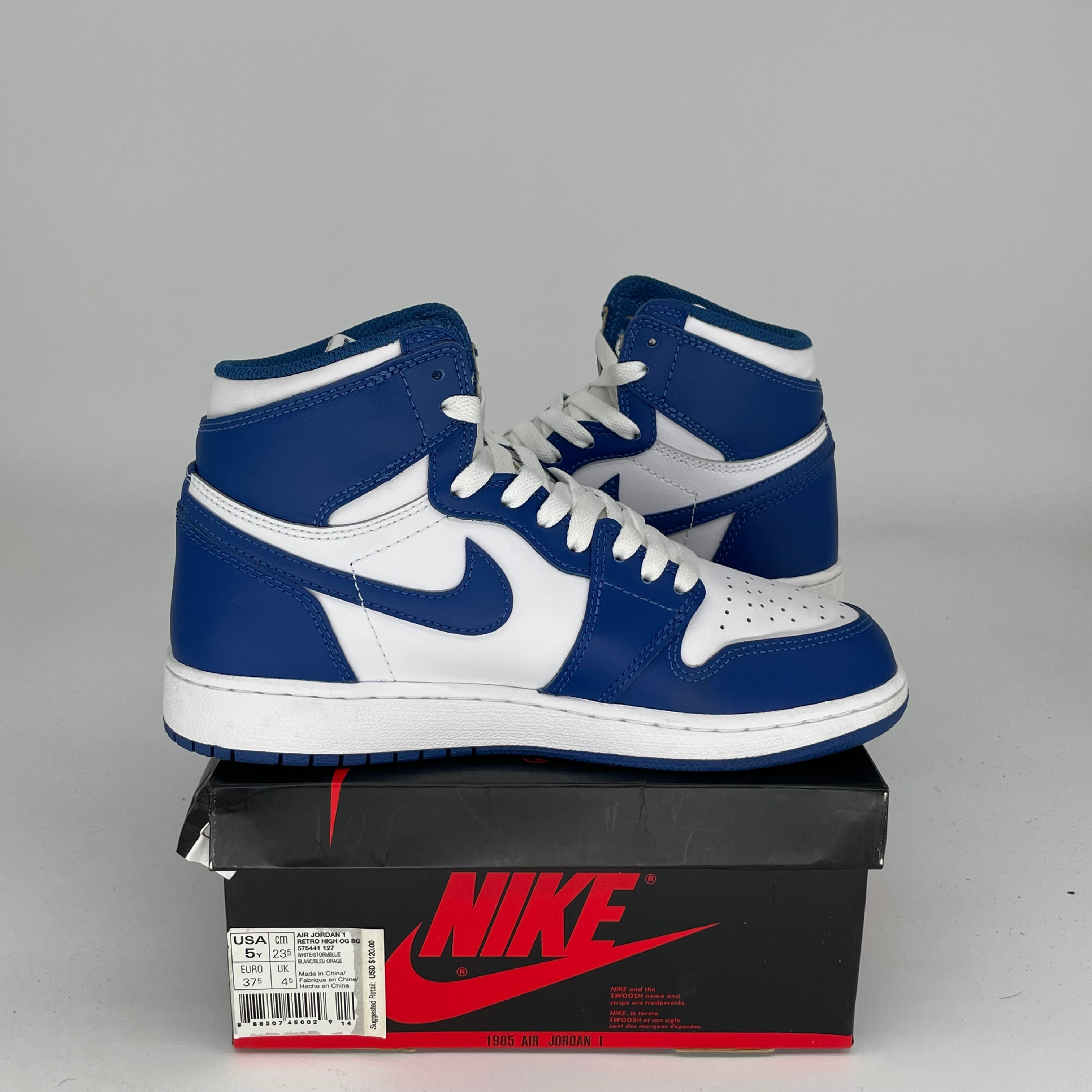 AIR JORDAN 1 STORM BLUE SIZE 5Y 575441-127