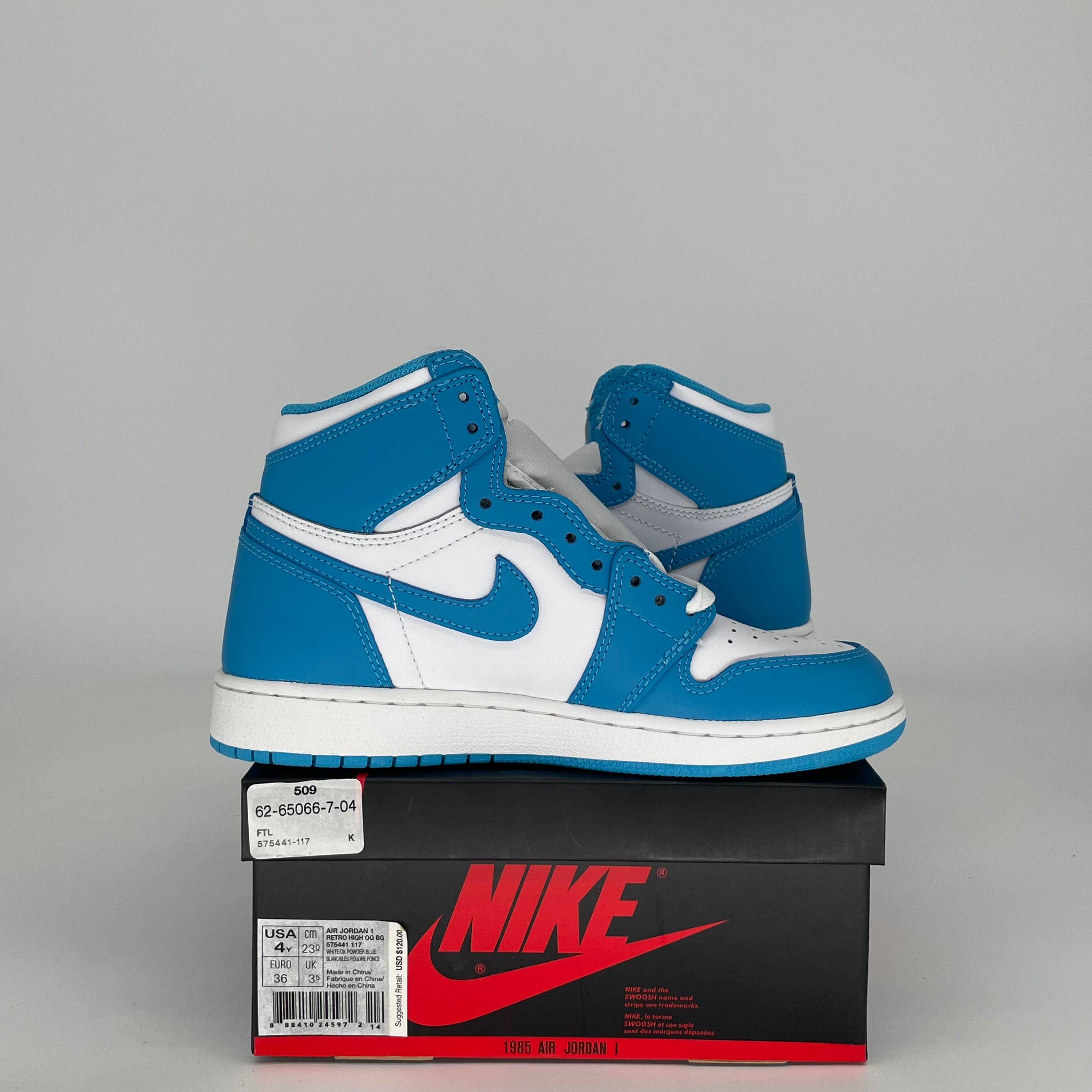AIR JORDAN 1 UNC SIZE 4Y 575441-117