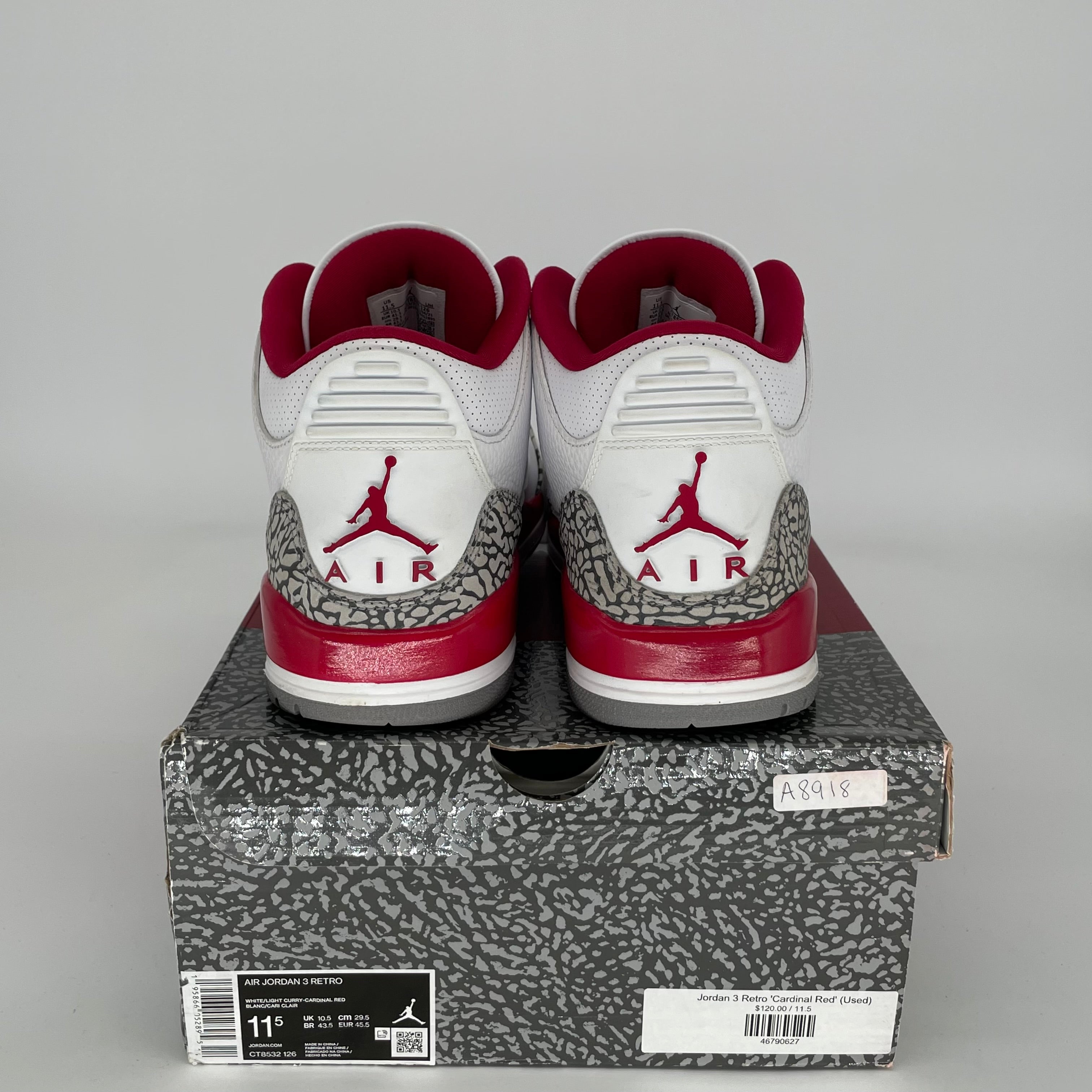 AIR JORDAN 3 CARDINAL SIZE 11.5 CT8532-126