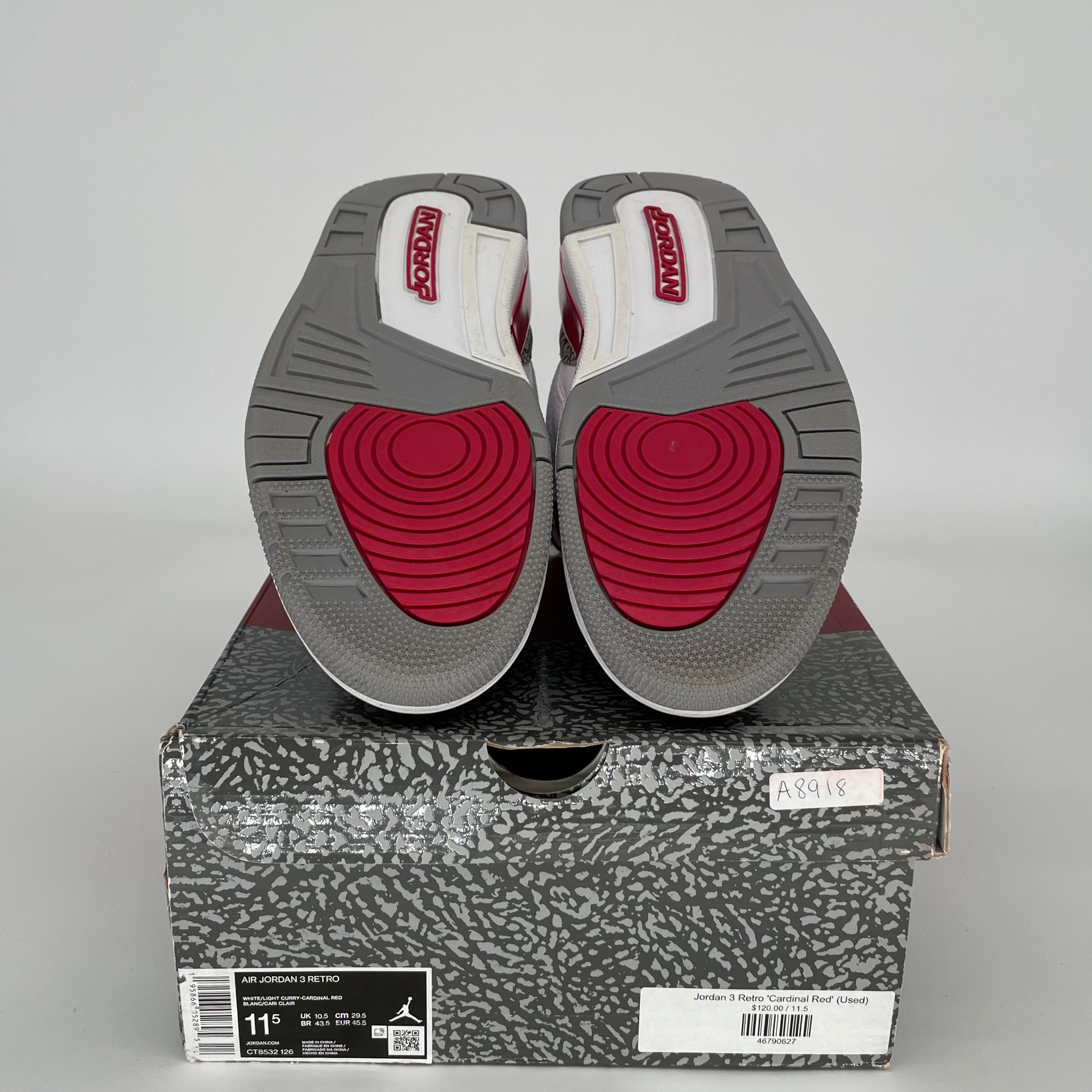 AIR JORDAN 3 CARDINAL SIZE 11.5 CT8532-126