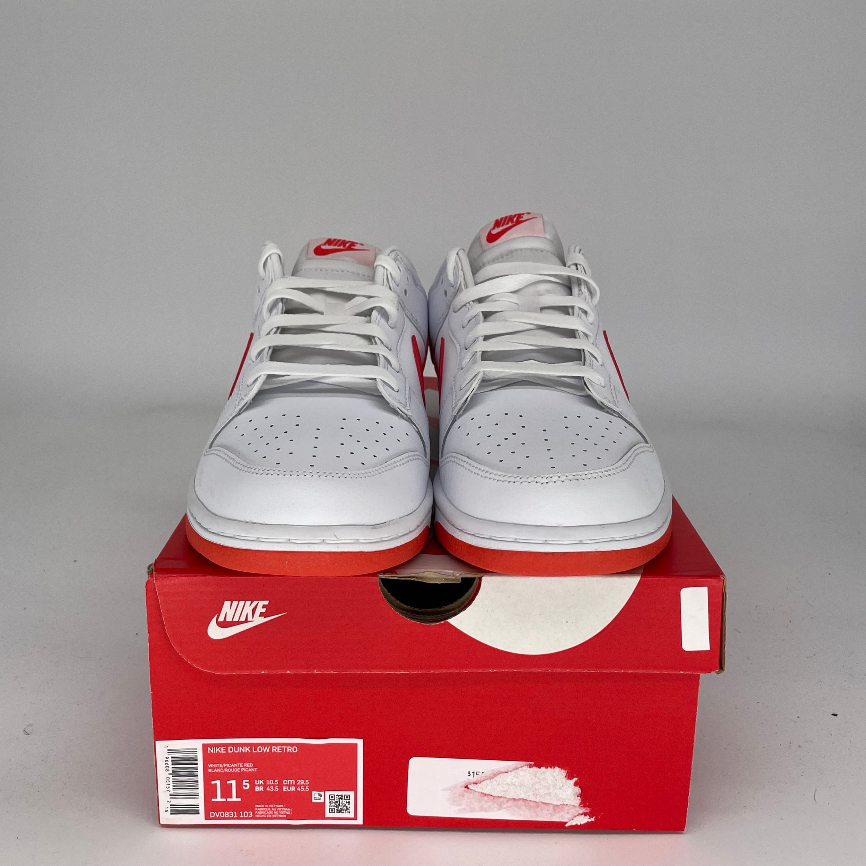 NIKE DUNK LOW WHITE PICANTE RED SIZE 11.5 DV0831-103
