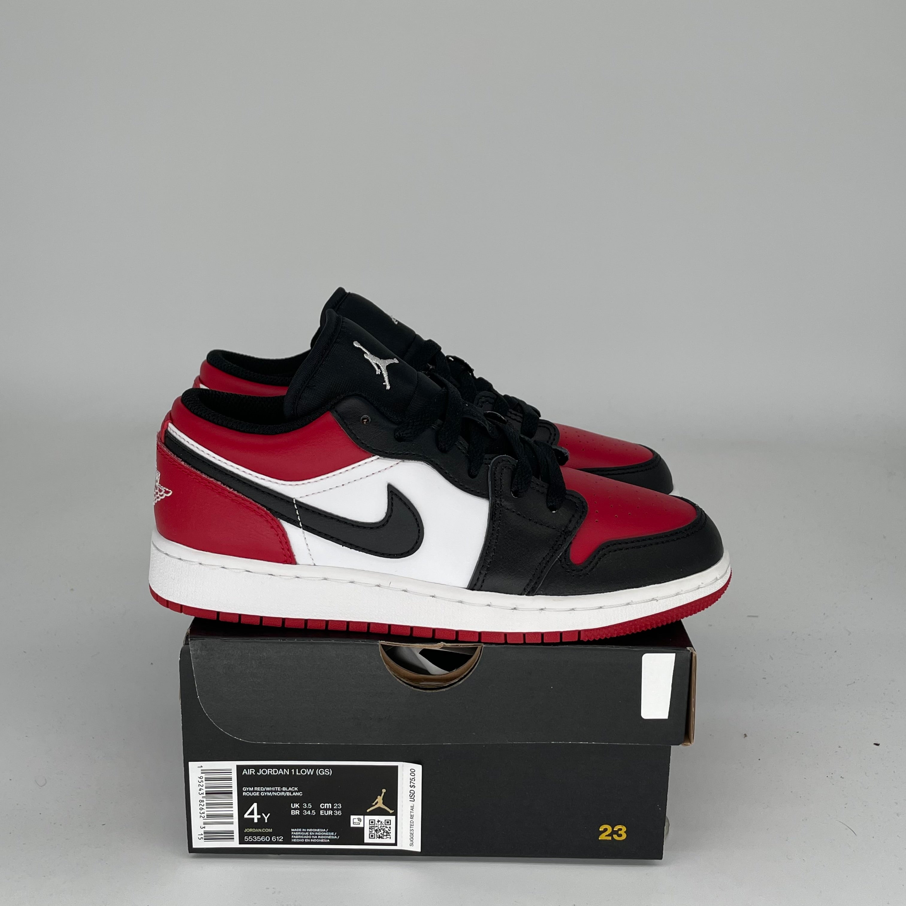 AIR JORDAN 1 BRED TOE SIZE 4Y 553560-612