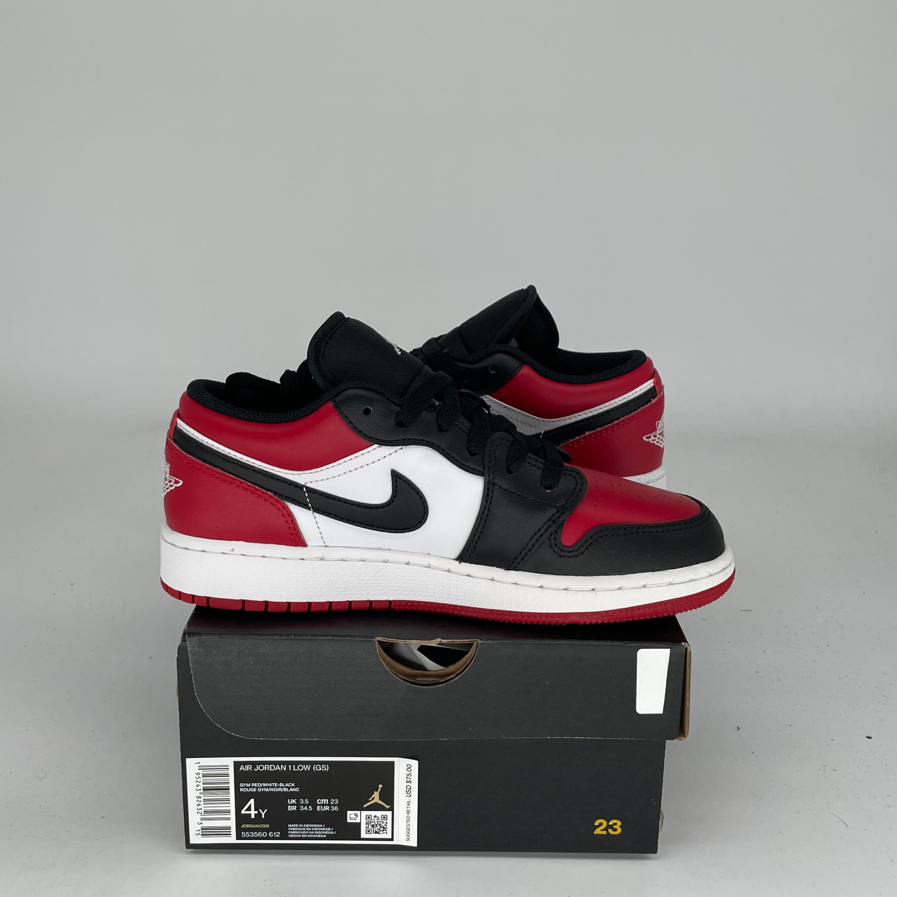AIR JORDAN 1 BRED TOE SIZE 4Y 553560-612