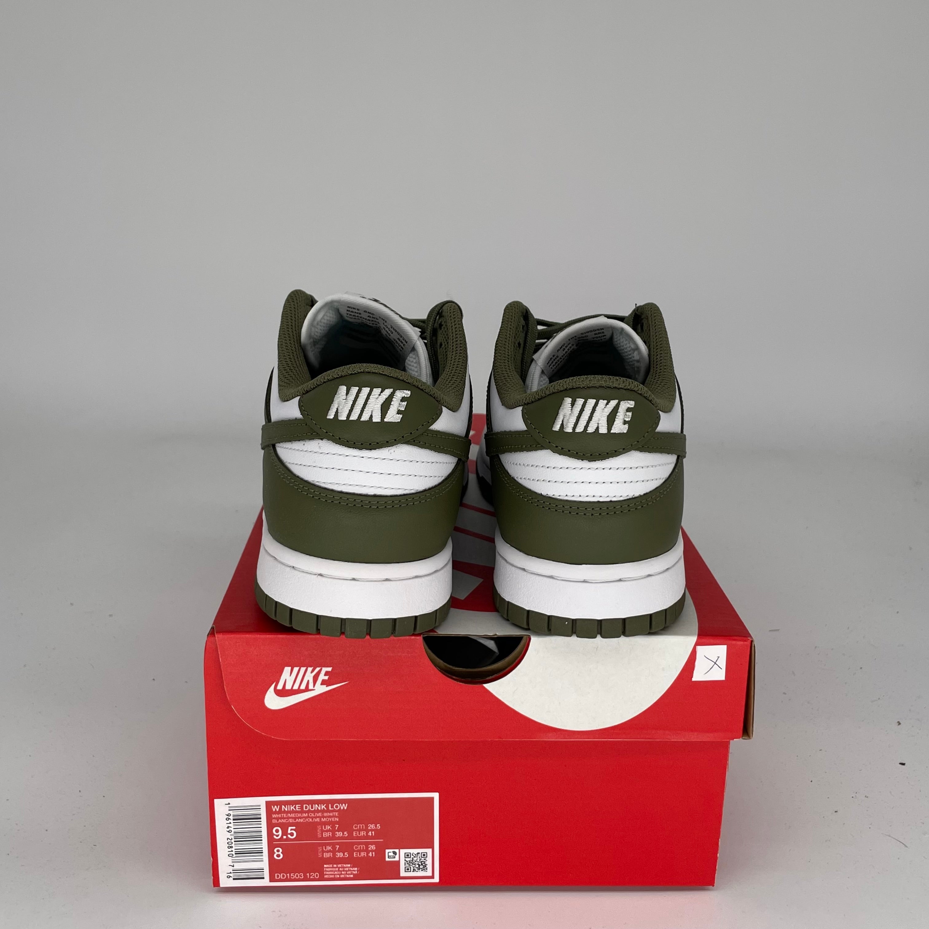 NIKE DUNK LOW MEDIUM OLIVE W SIZE 8/9.5W DD1503-120