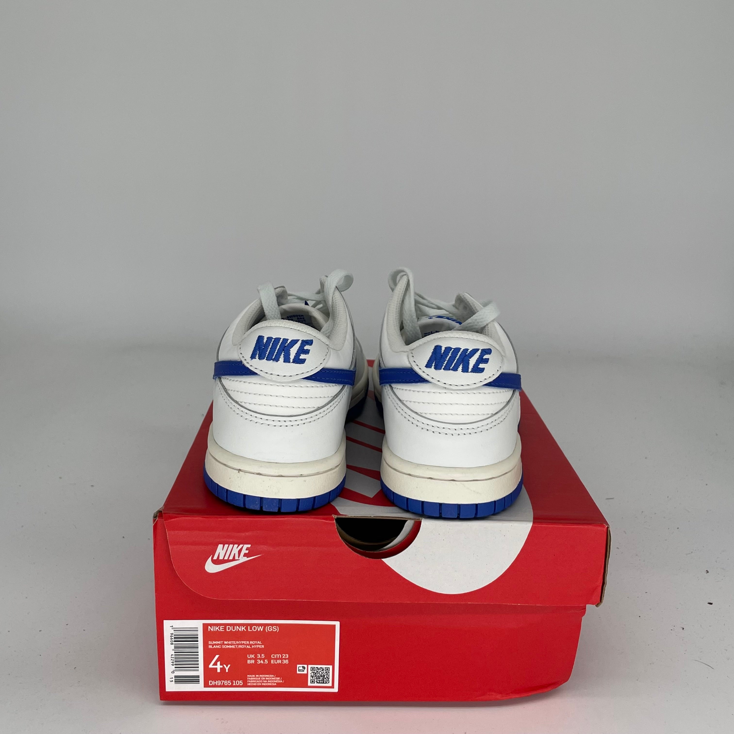 NIKE DUNK LOW SUMMIT WHITE HYPER ROYAL SIZE 4Y DH9765-105