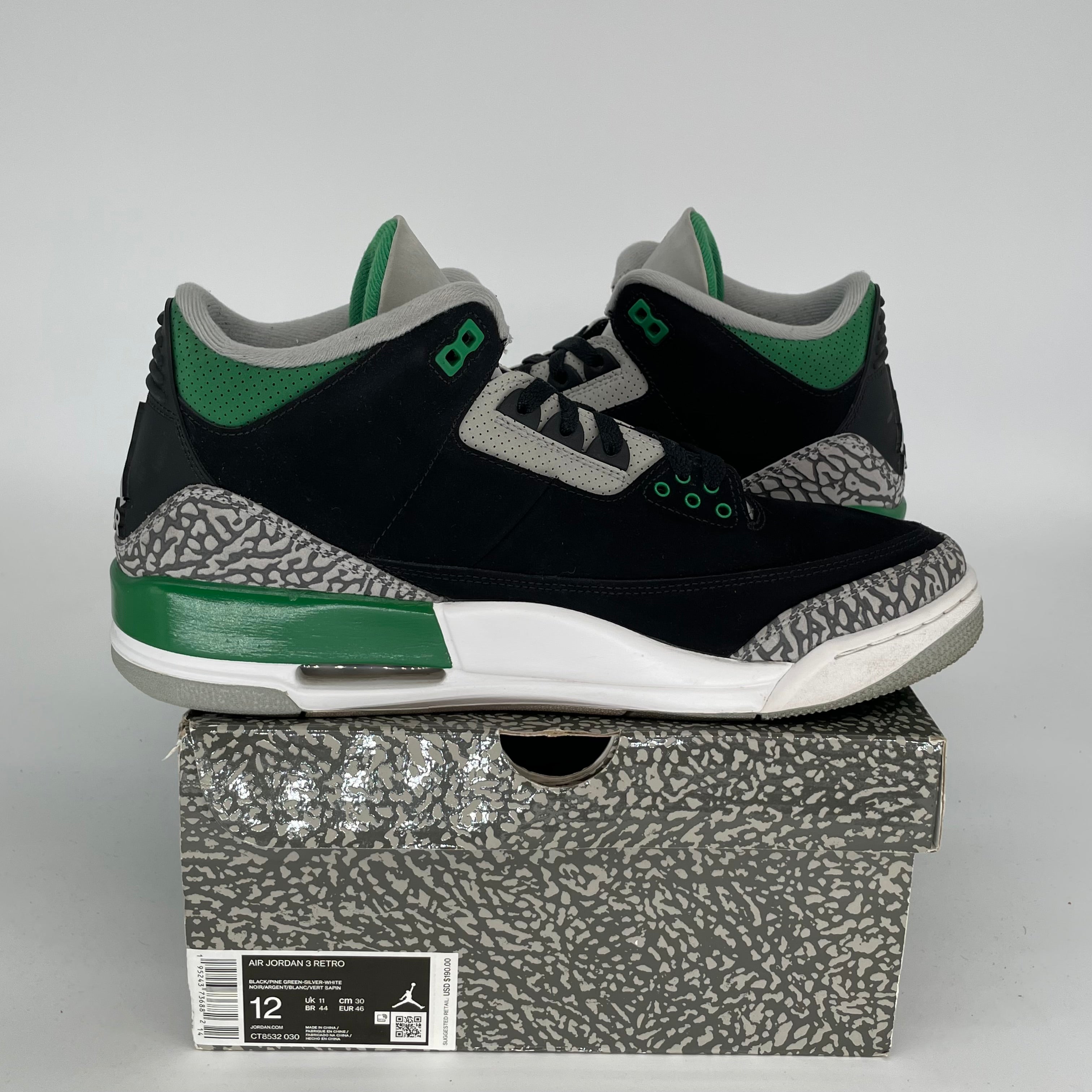 AIR JORDAN 3 PINE GREEN SIZE 12 CT8532-030
