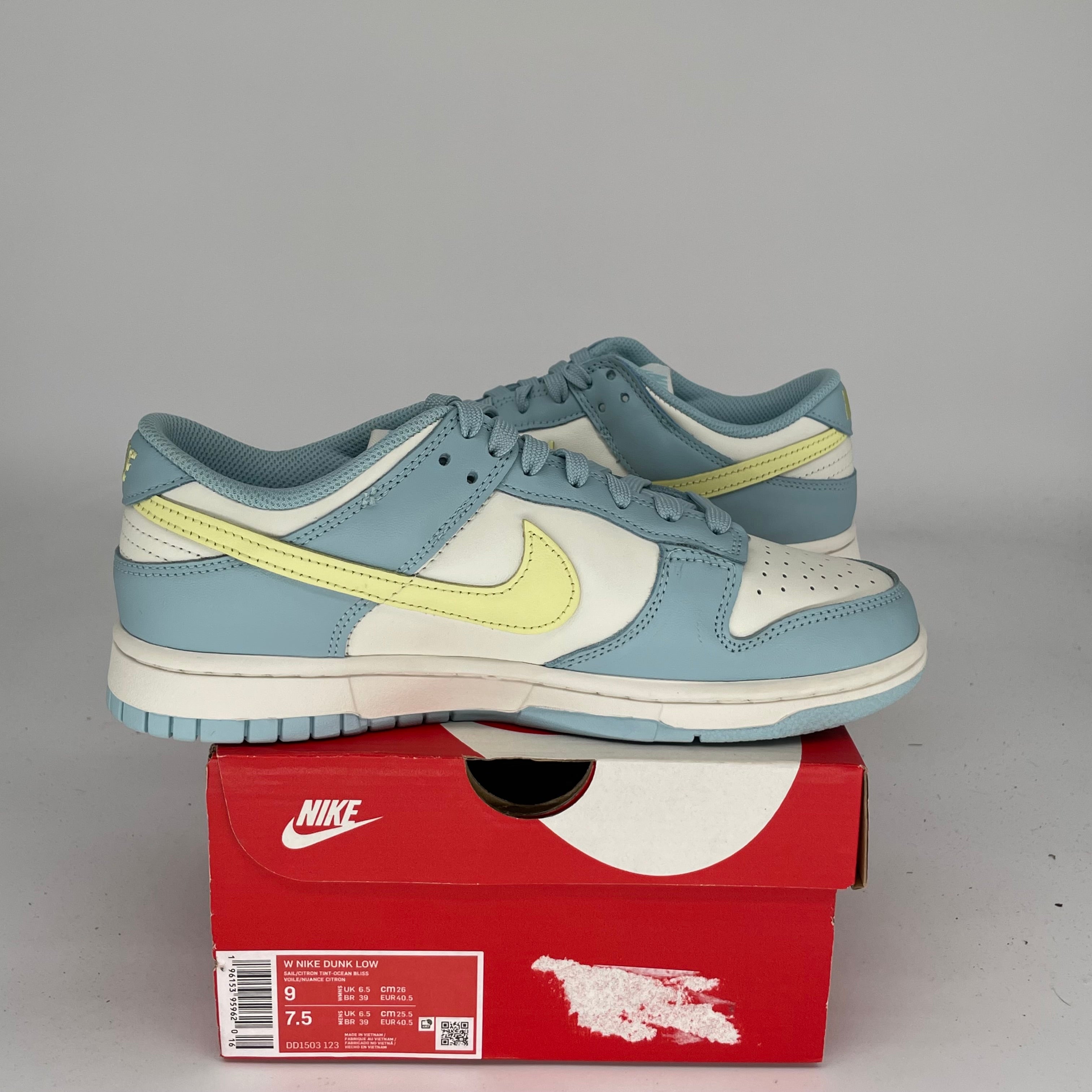 NIKE DUNK LOW OCEAN BLISS CITRON TINT W SIZE 7.5/9W DD1503-123