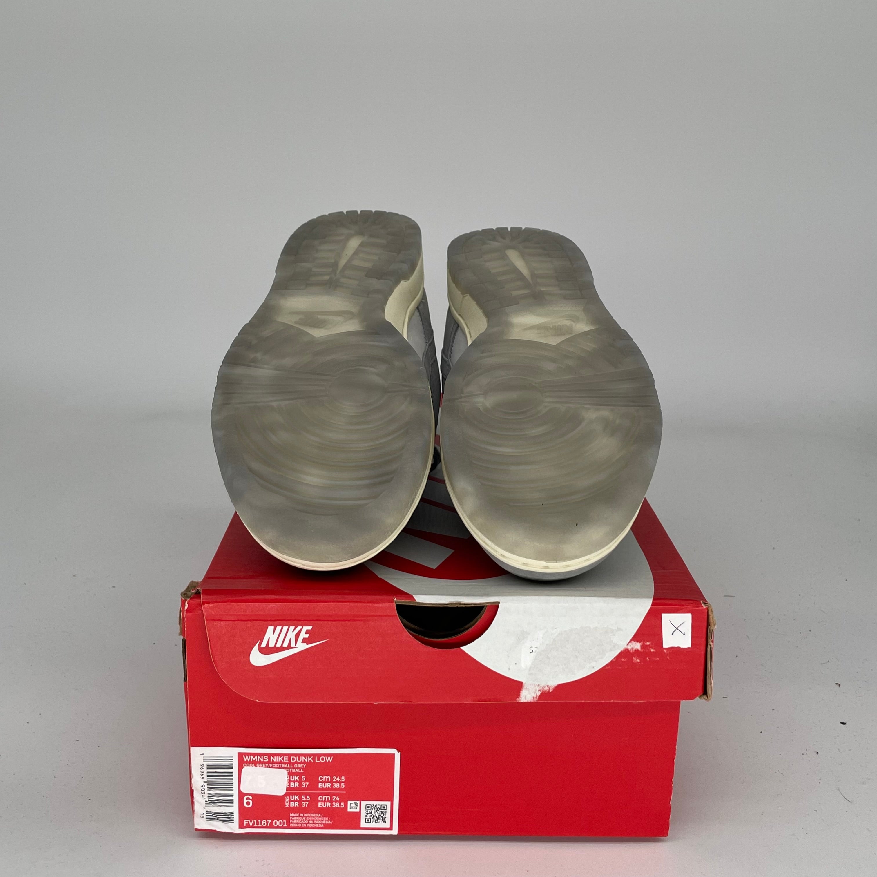 NIKE DUNK LOW COOL GREY FOOTBALL GREY W SIZE 6/7.5W FV1167-001