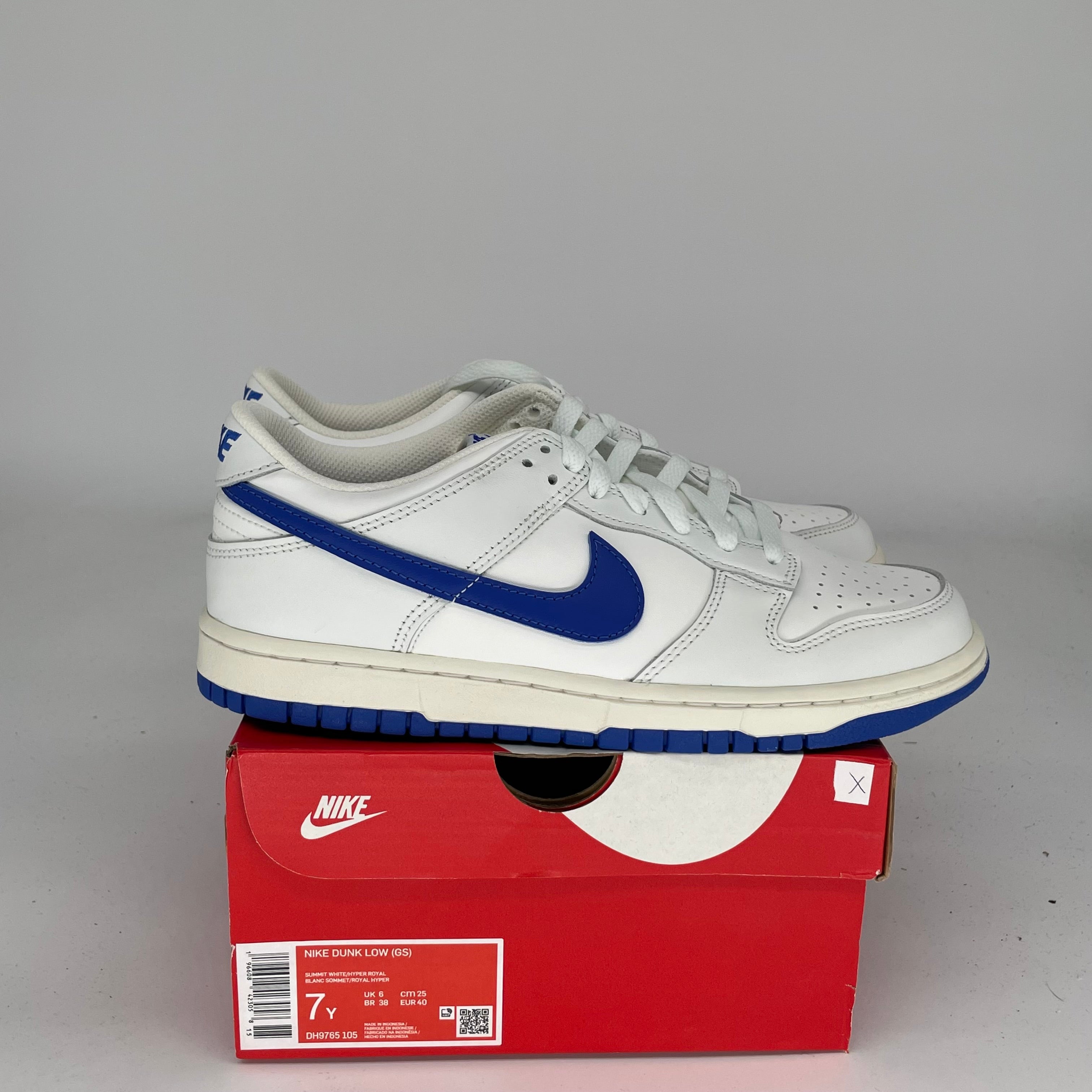 NIKE DUNK LOW SUMMIT WHITE HYPER ROYAL SIZE 7Y DH9765-105