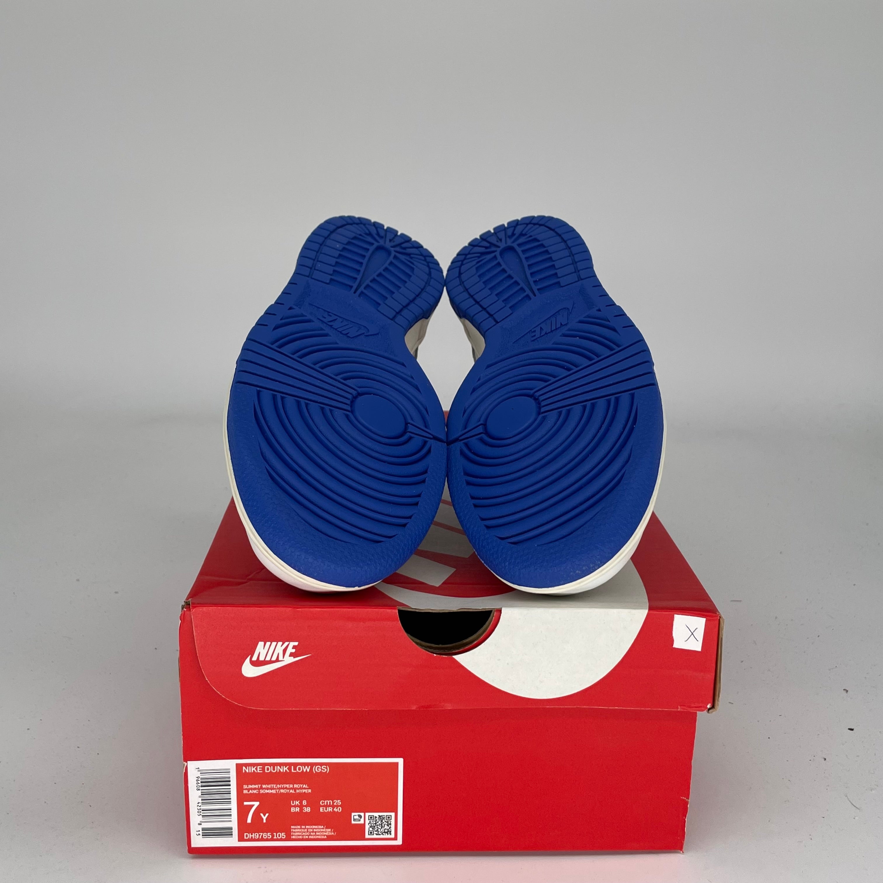 NIKE DUNK LOW SUMMIT WHITE HYPER ROYAL SIZE 7Y DH9765-105