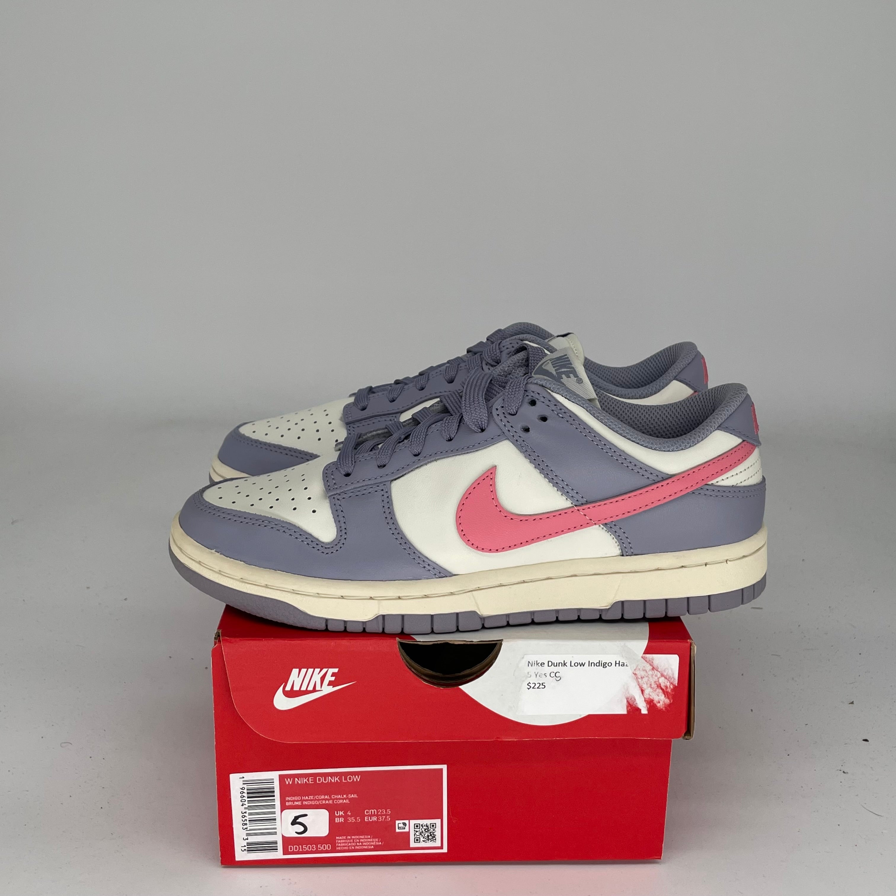 NIKE DUNK LOW INDIGO HAZE W SIZE 5/6.5W DD1503-500