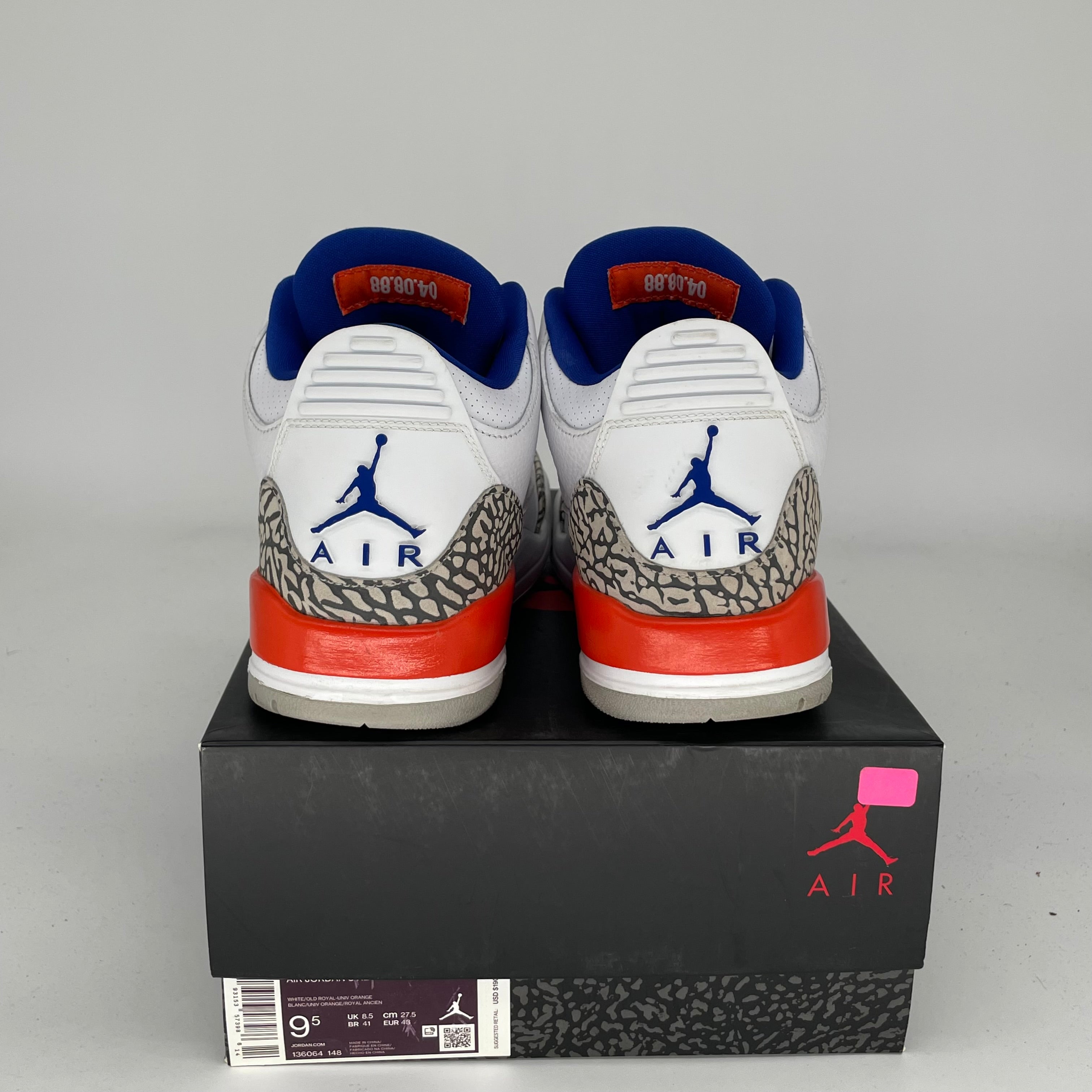 AIR JORDAN 3 KNICKS SIZE 9.5 136064-148