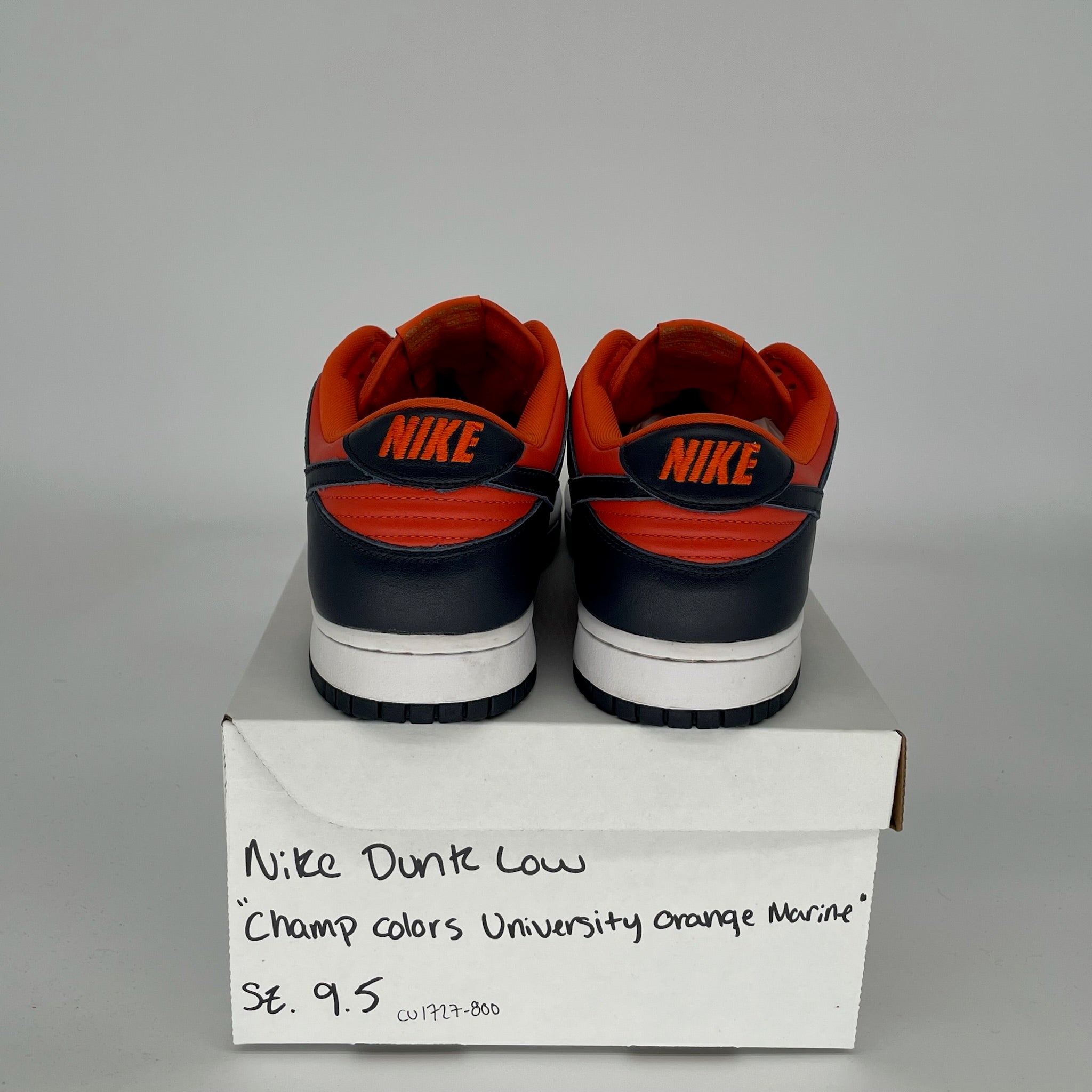NIKE DUNK LOW CHAMP COLORS UNIVERSITY ORANGE MARINE SIZE 9.5 CU1727-800