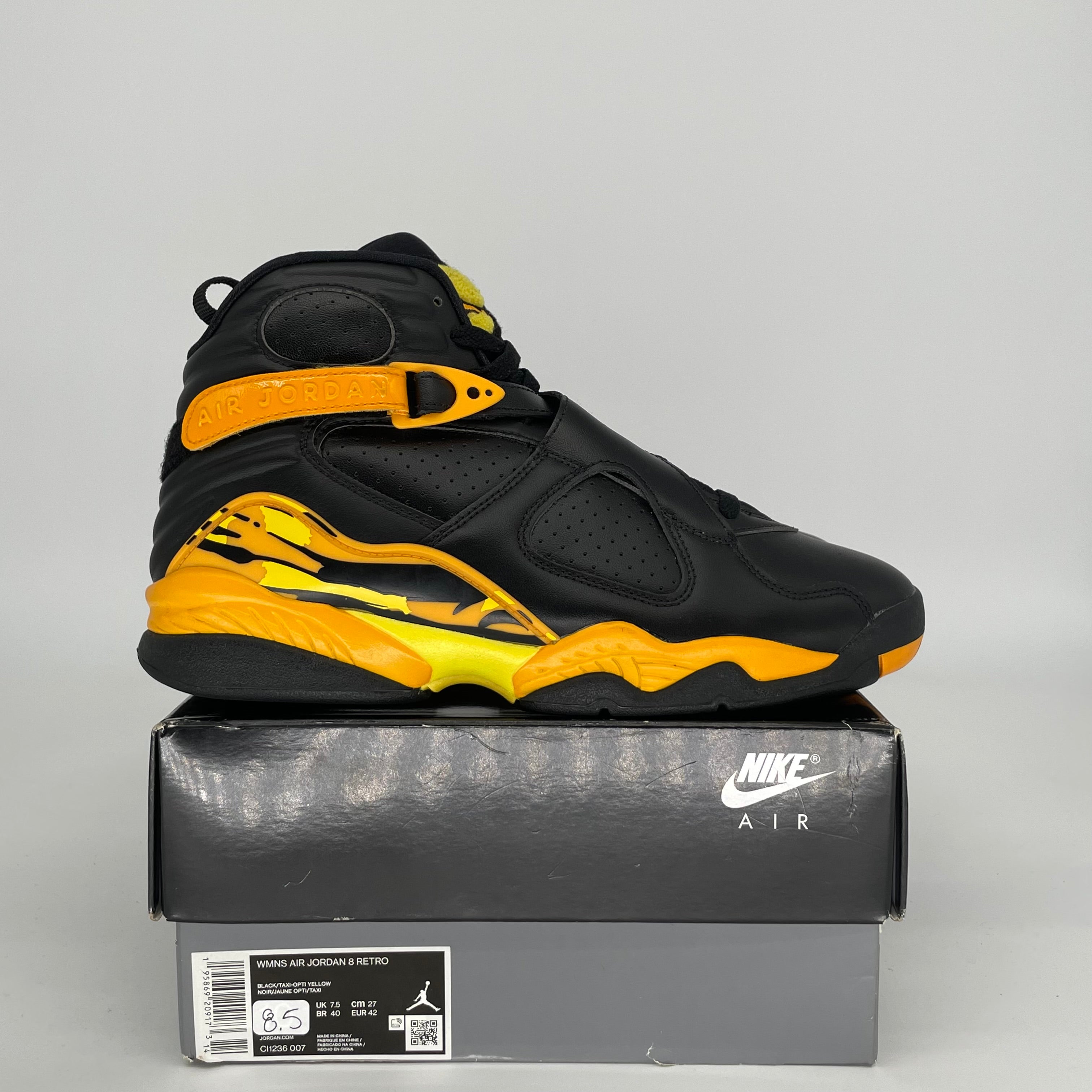 AIR JORDAN 8 TAXI YELLOW BLACK W SIZE 8.5/10W CI1236-007