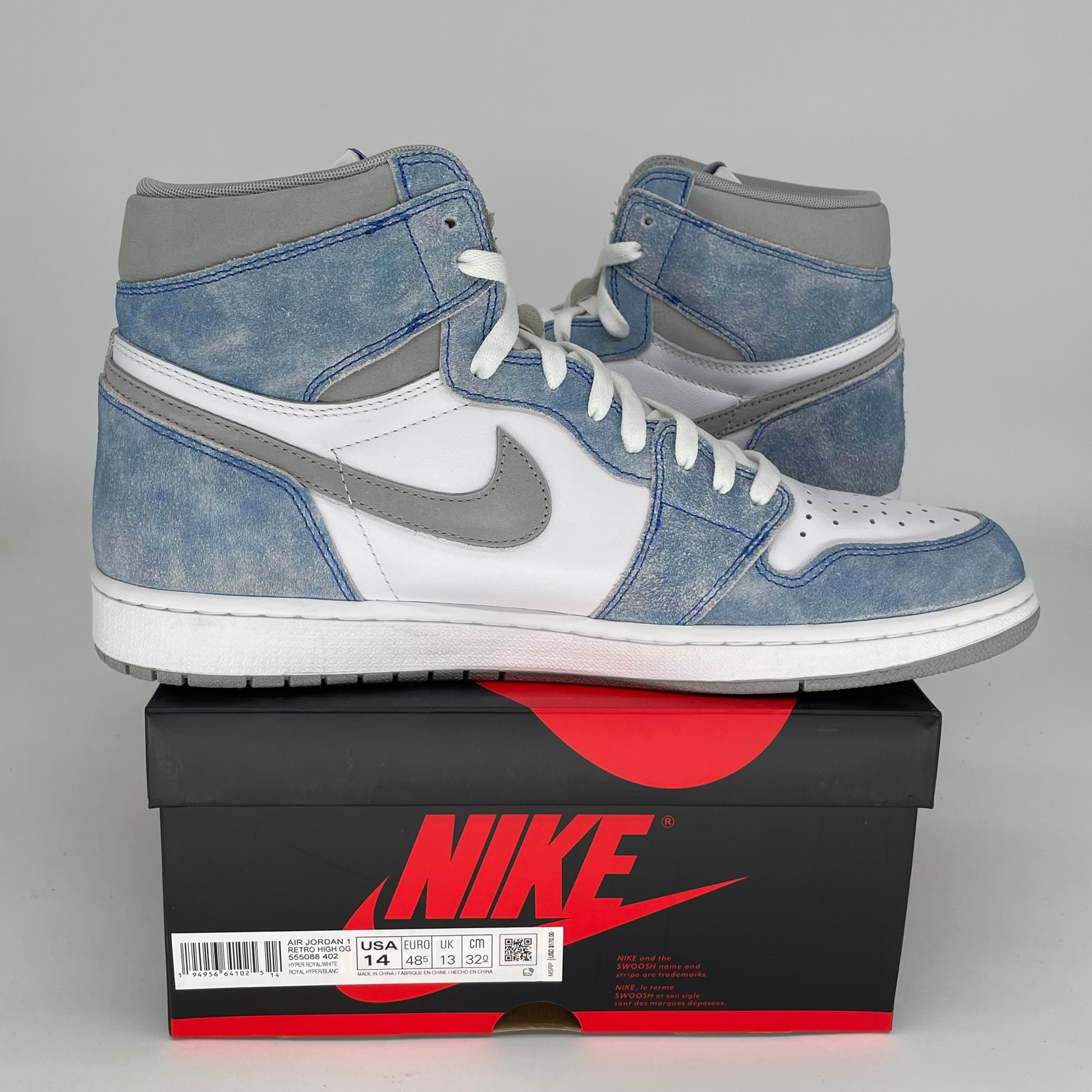AIR JORDAN 1 HYPER ROYAL SIZE 14 555088-402