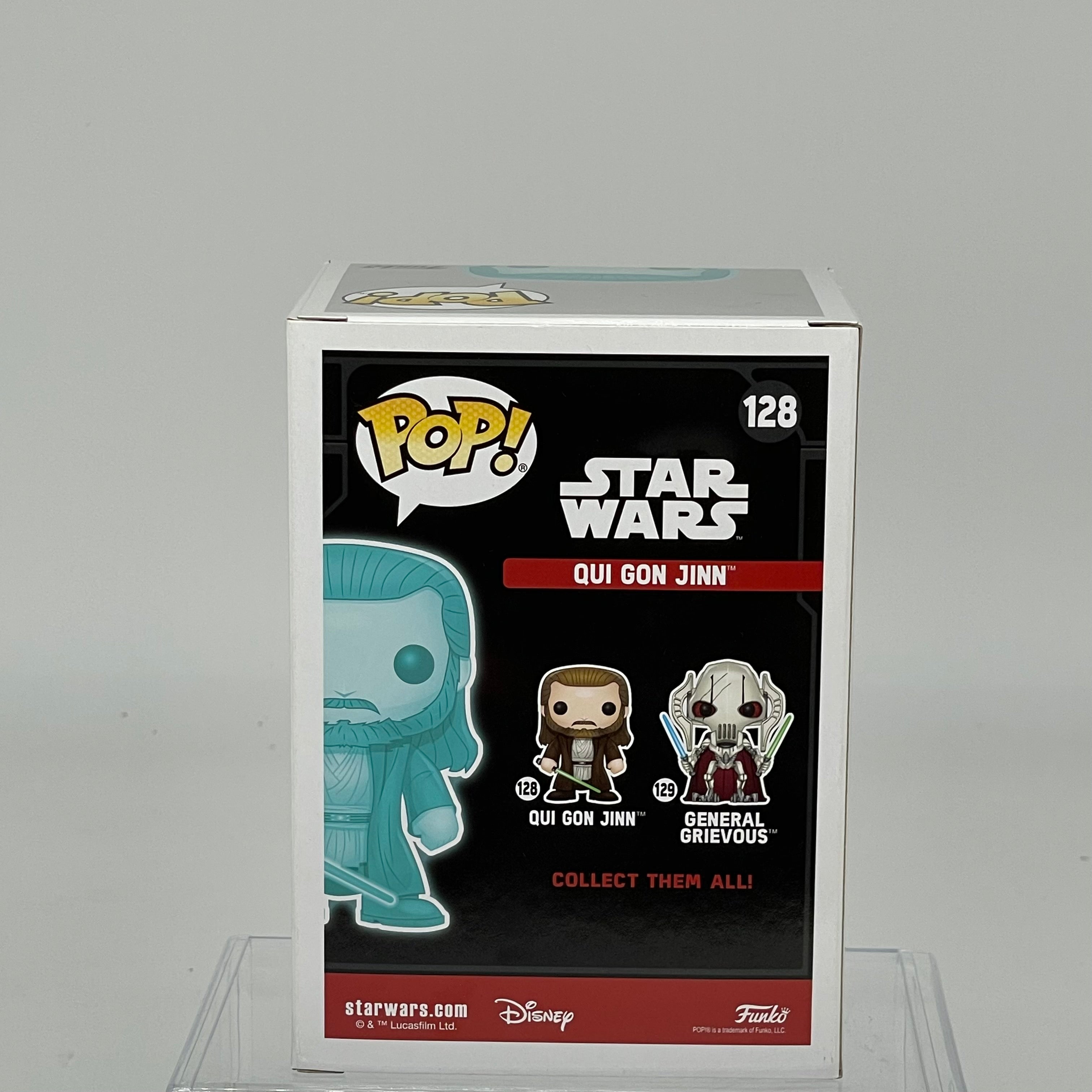 FUNKO POP QUI GON JINN GLOW IN THE DARK #128 2017 GALACTIC CON STAR WARS FAC05357117047