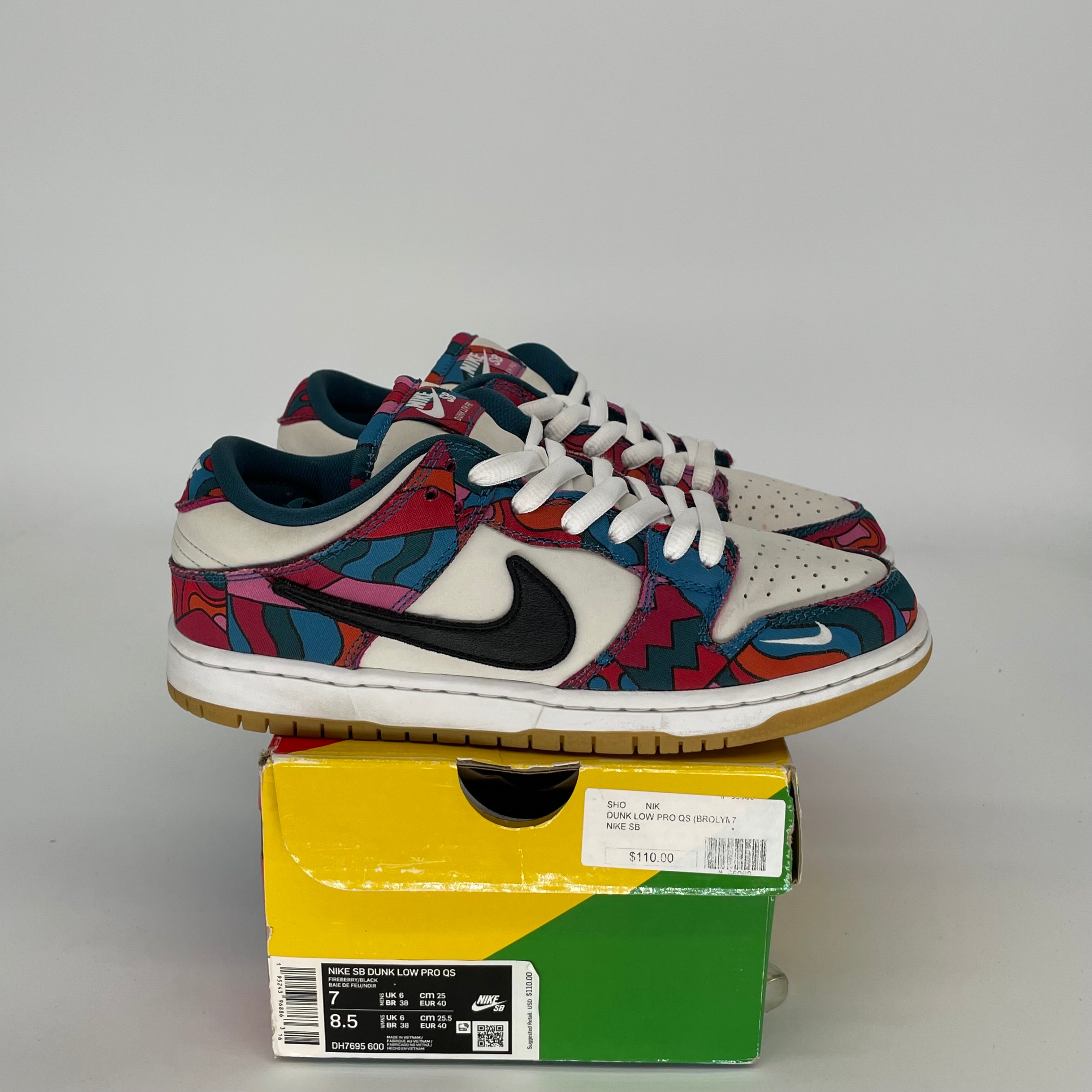 NIKE SB DUNK LOW PARRA ABSTRACT ART SIZE 7 DH7695-600