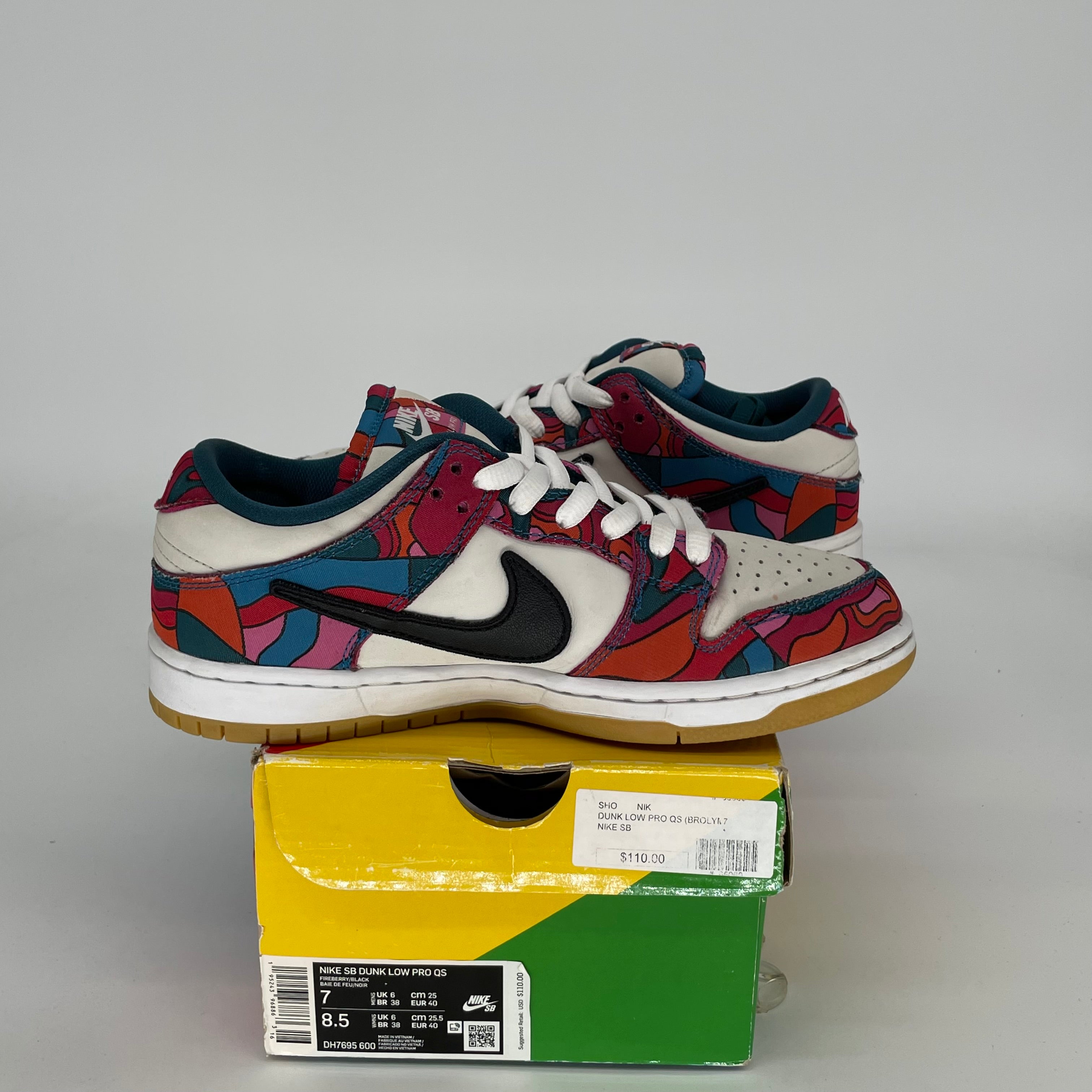 NIKE SB DUNK LOW PARRA ABSTRACT ART SIZE 7 DH7695-600