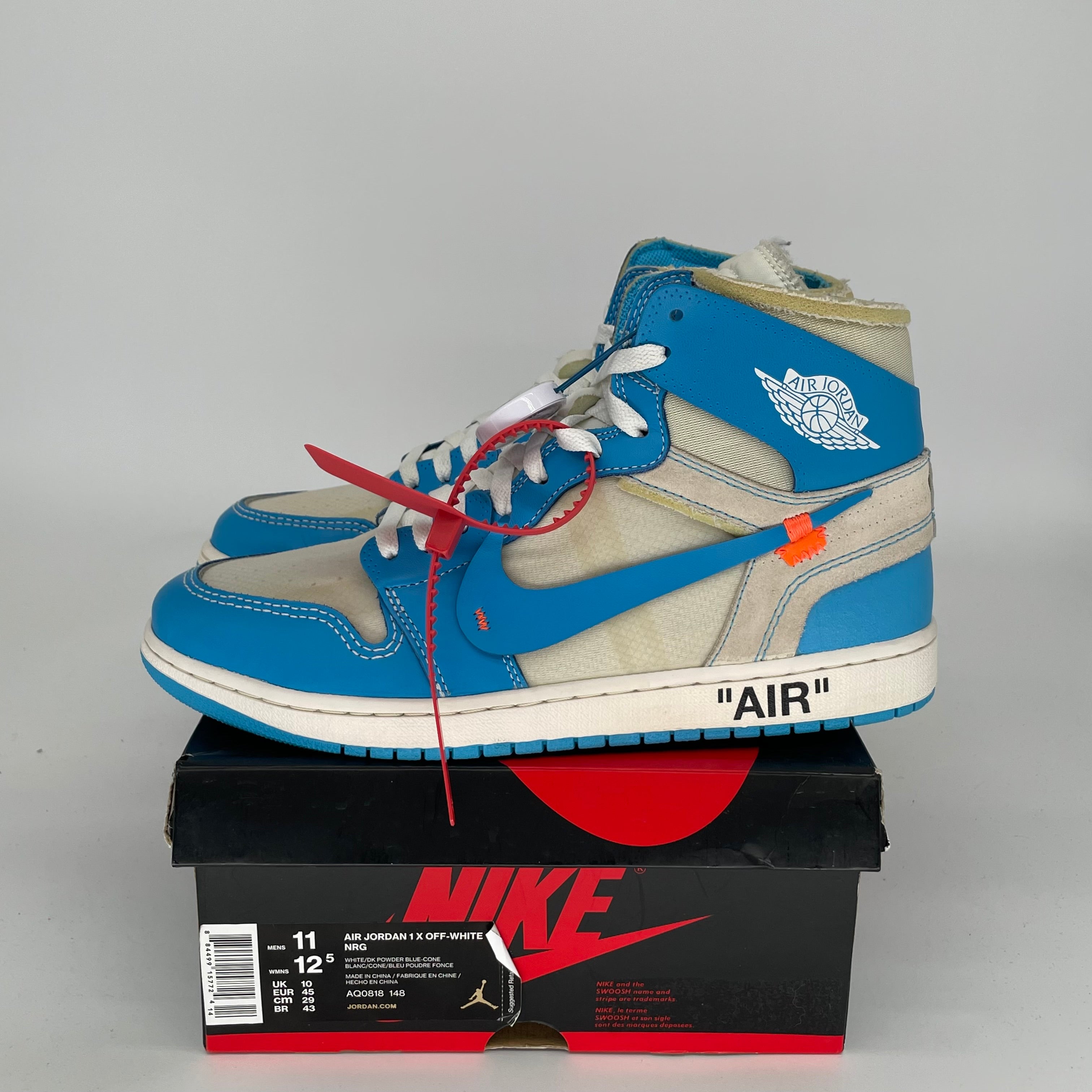 AIR JORDAN 1 OFF WHITE UNIVERSITY BLUE SIZE 11 AQ0818-148