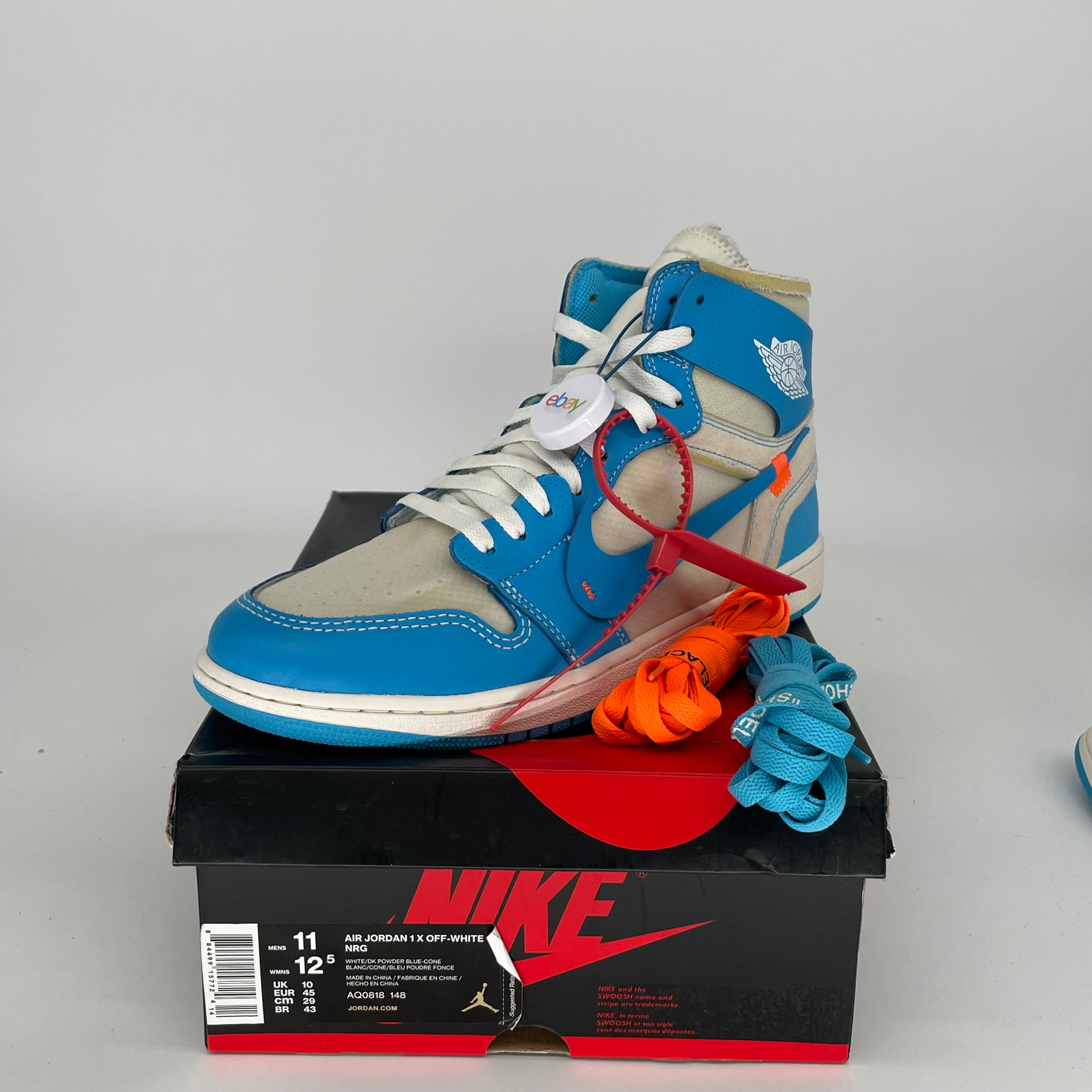 AIR JORDAN 1 OFF WHITE UNIVERSITY BLUE SIZE 11 AQ0818-148