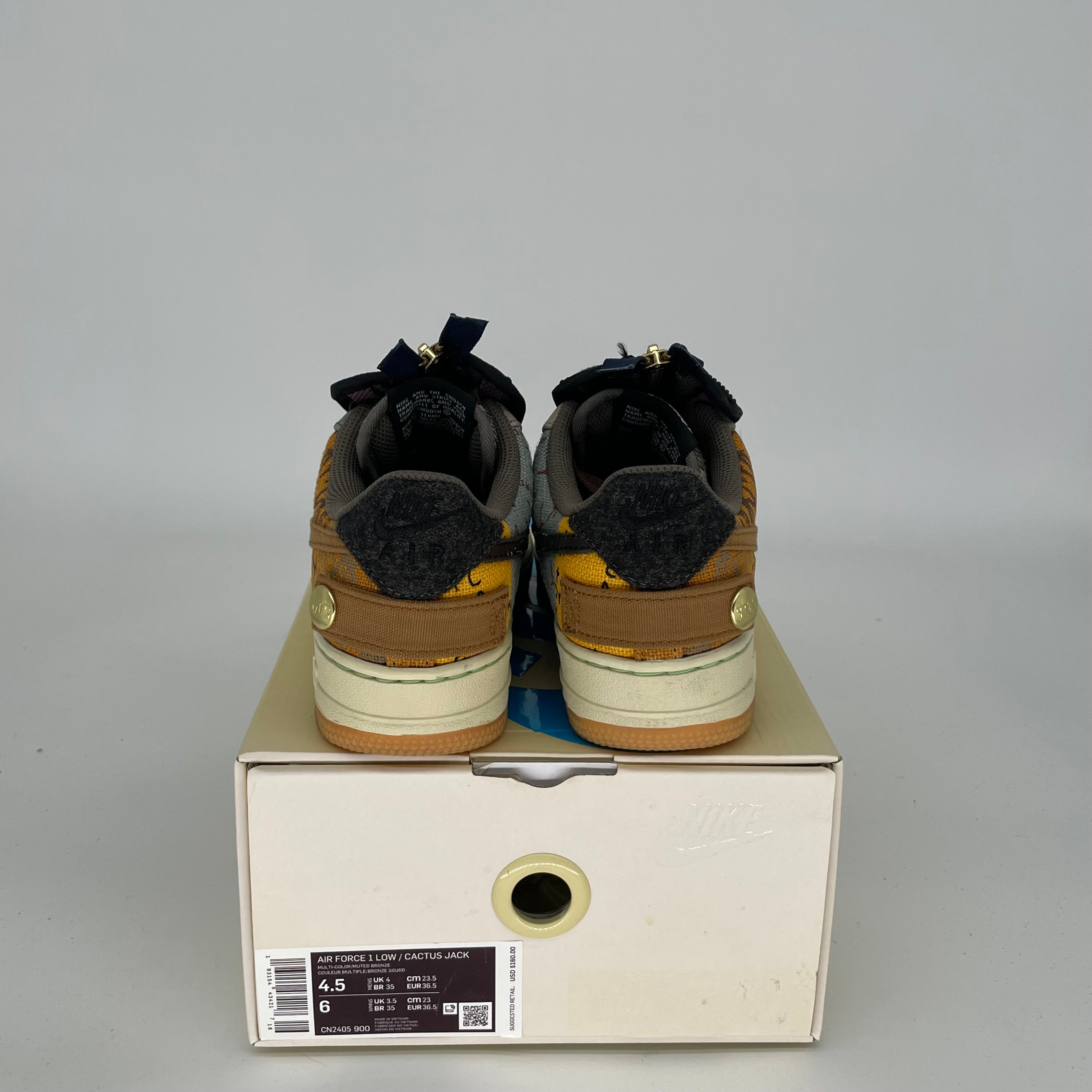 NIKE AIR FORCE 1 LOW TRAVIS SCOTT CACTUS JACK SIZE 4.5 CN2405-900