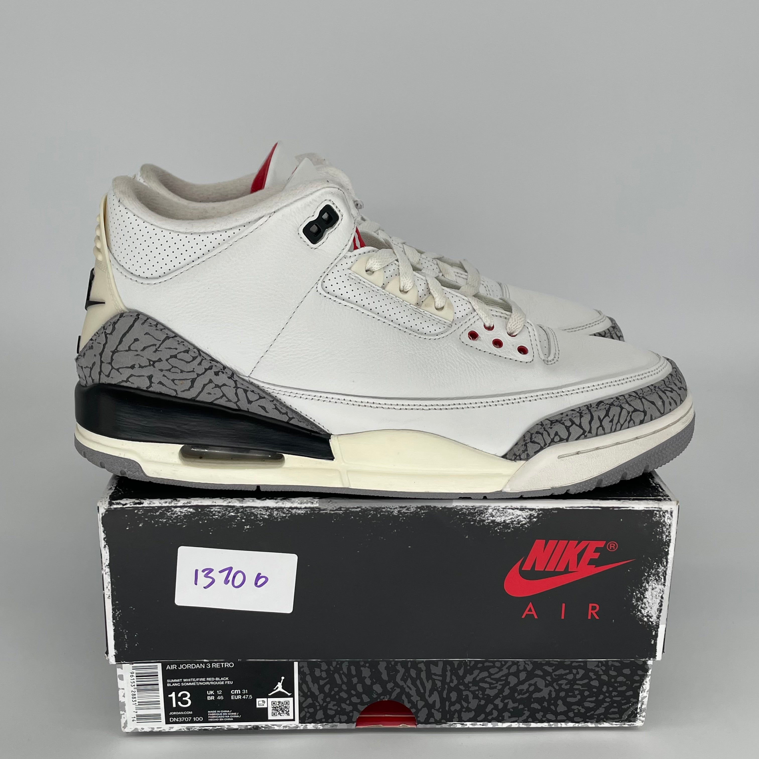 AIR JORDAN 3 WHITE CEMENT REIMAGINED SIZE 13/14.5W DN3707-100