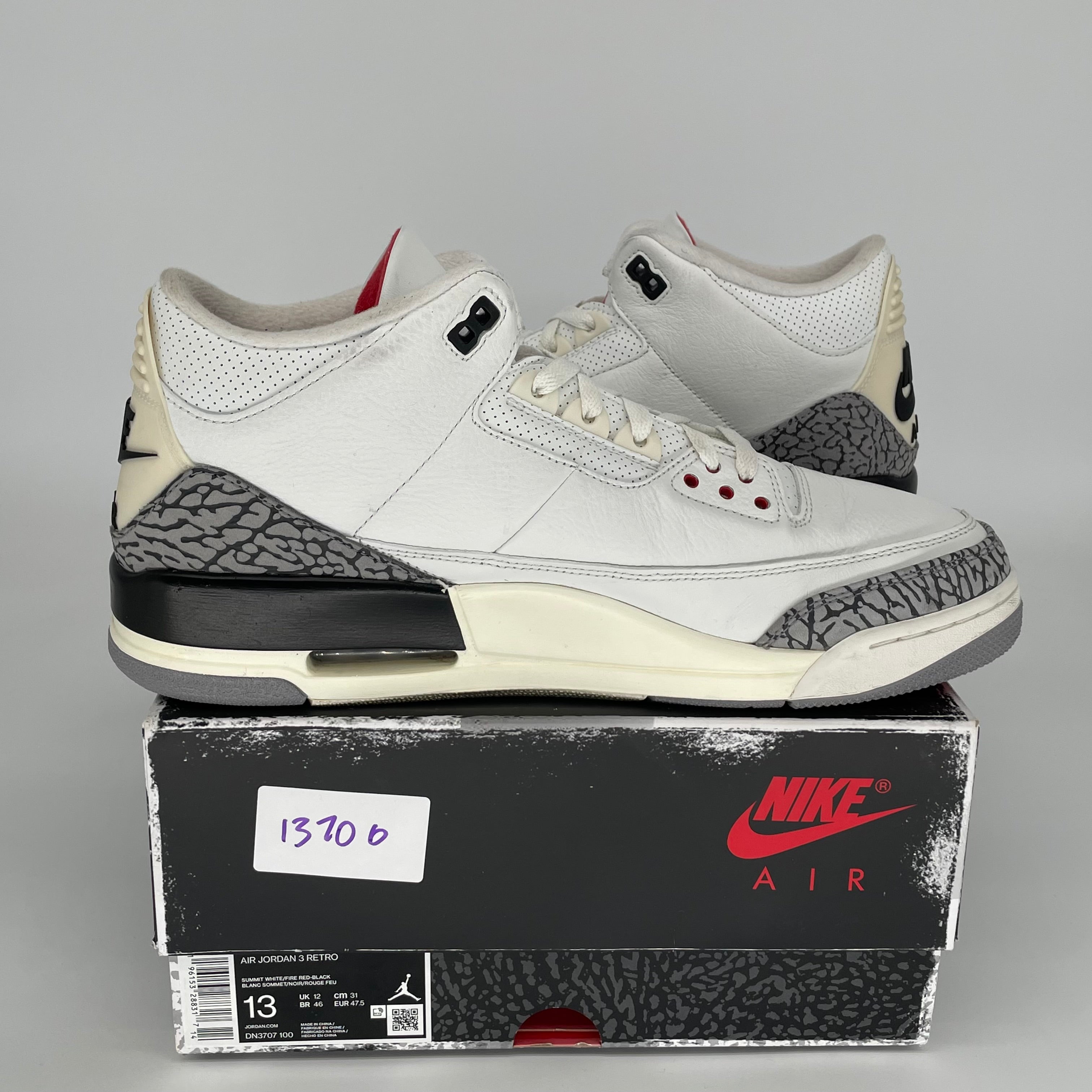 AIR JORDAN 3 WHITE CEMENT REIMAGINED SIZE 13/14.5W DN3707-100