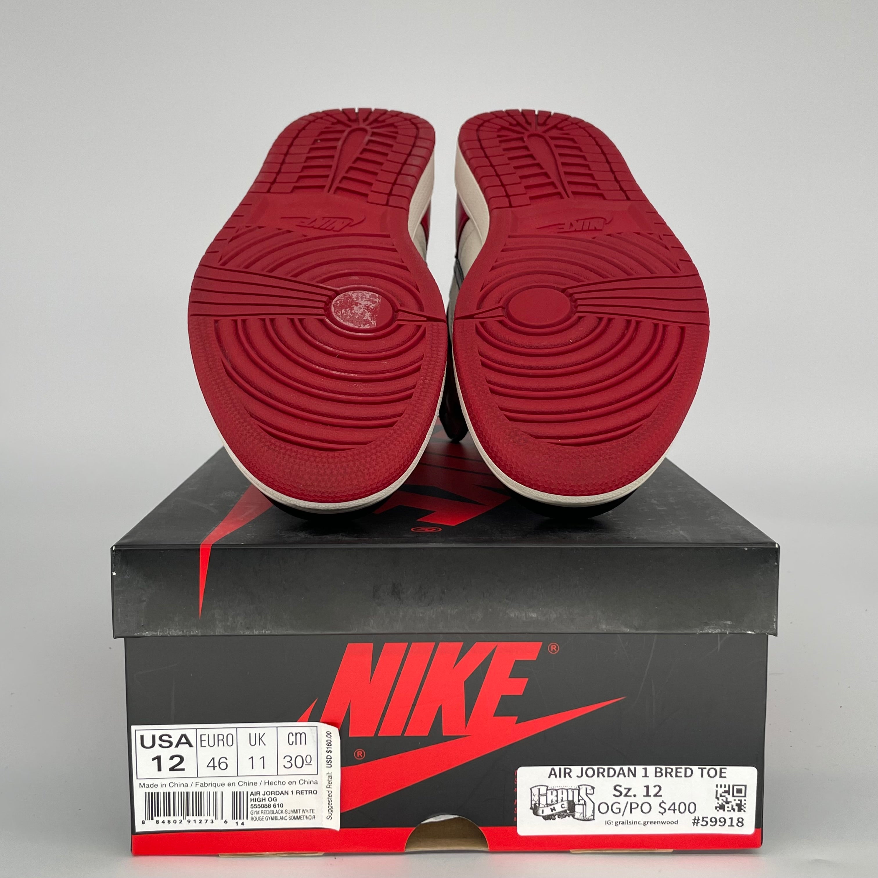 AIR JORDAN 1 BRED TOE SIZE 12/13.5W 555088-610