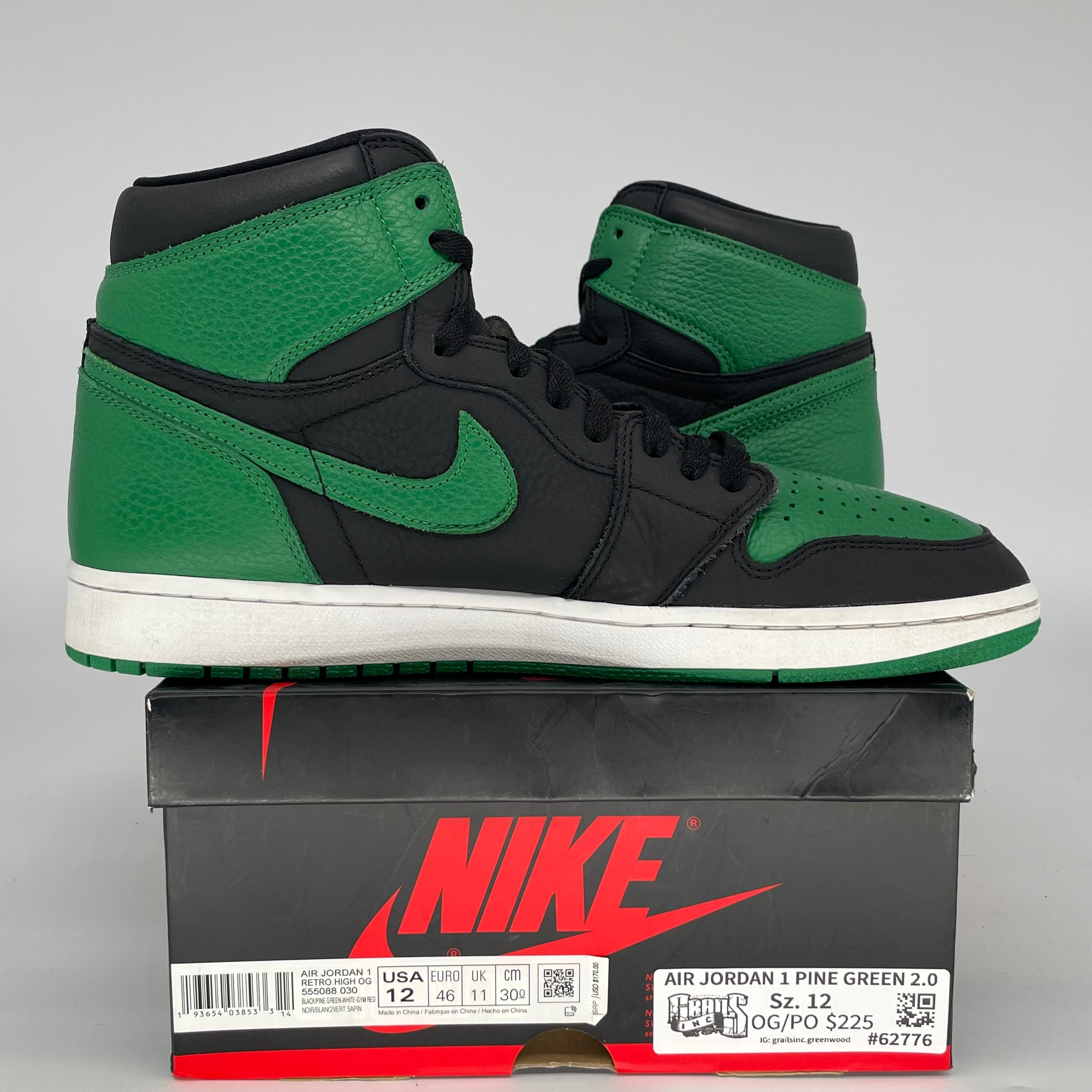 AIR JORDAN 1 PINE GREEN BLACK SIZE 12/13.5W 555088-030