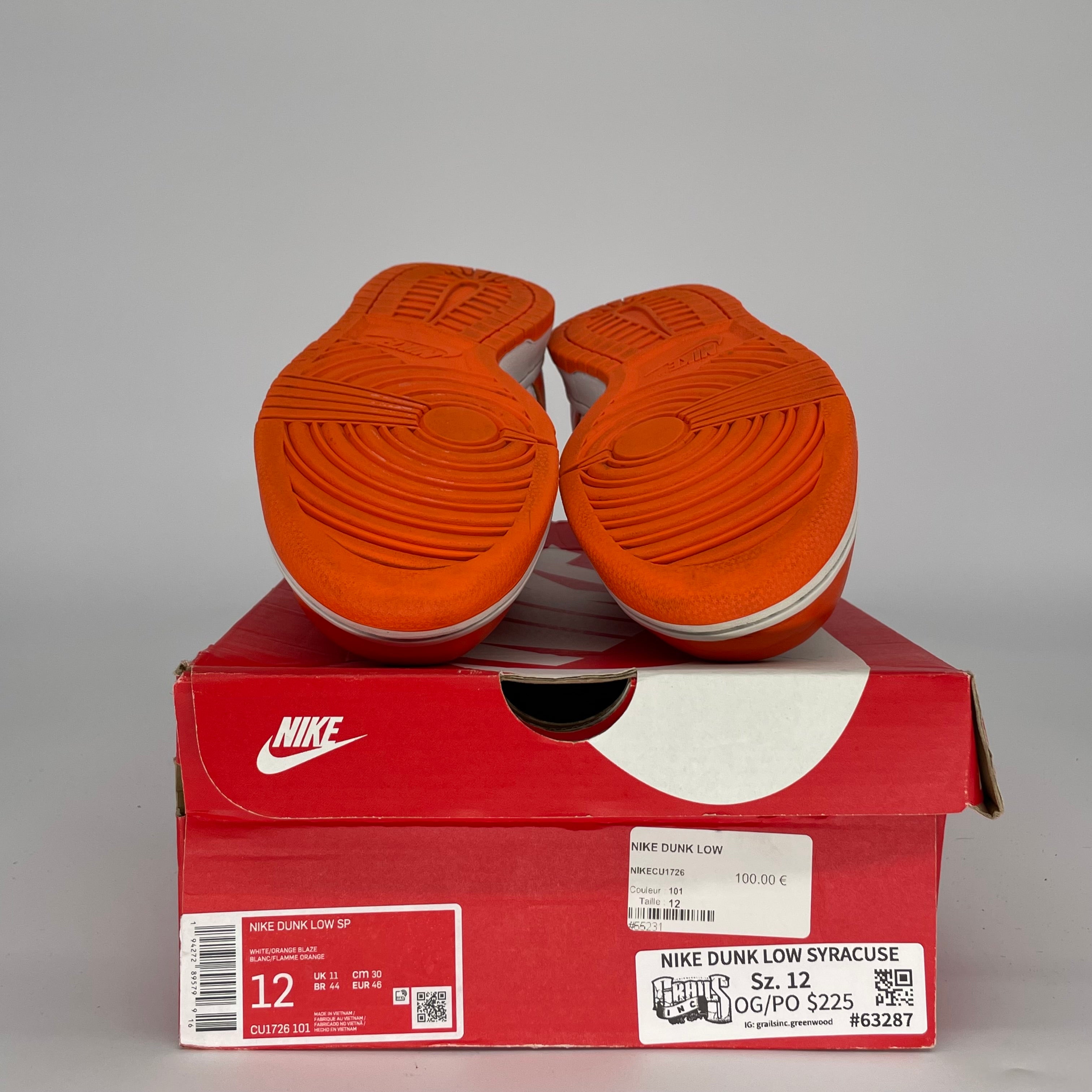 NIKE DUNK LOW SYRACUSE CU1726-101 SIZE 12/13.5W