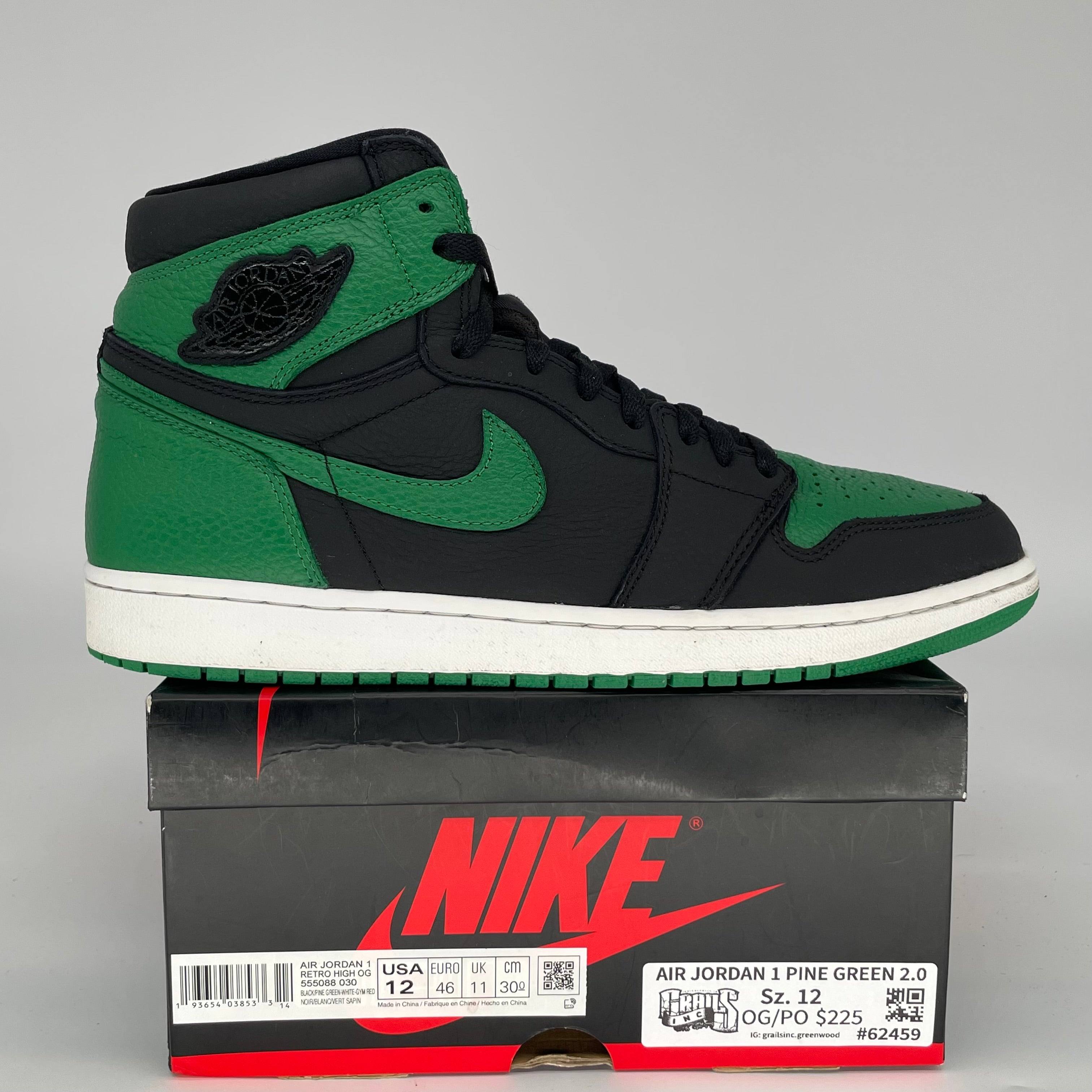 AIR JORDAN 1 PINE GREEN 2.0 SIZE 12/13.5W 555088-030