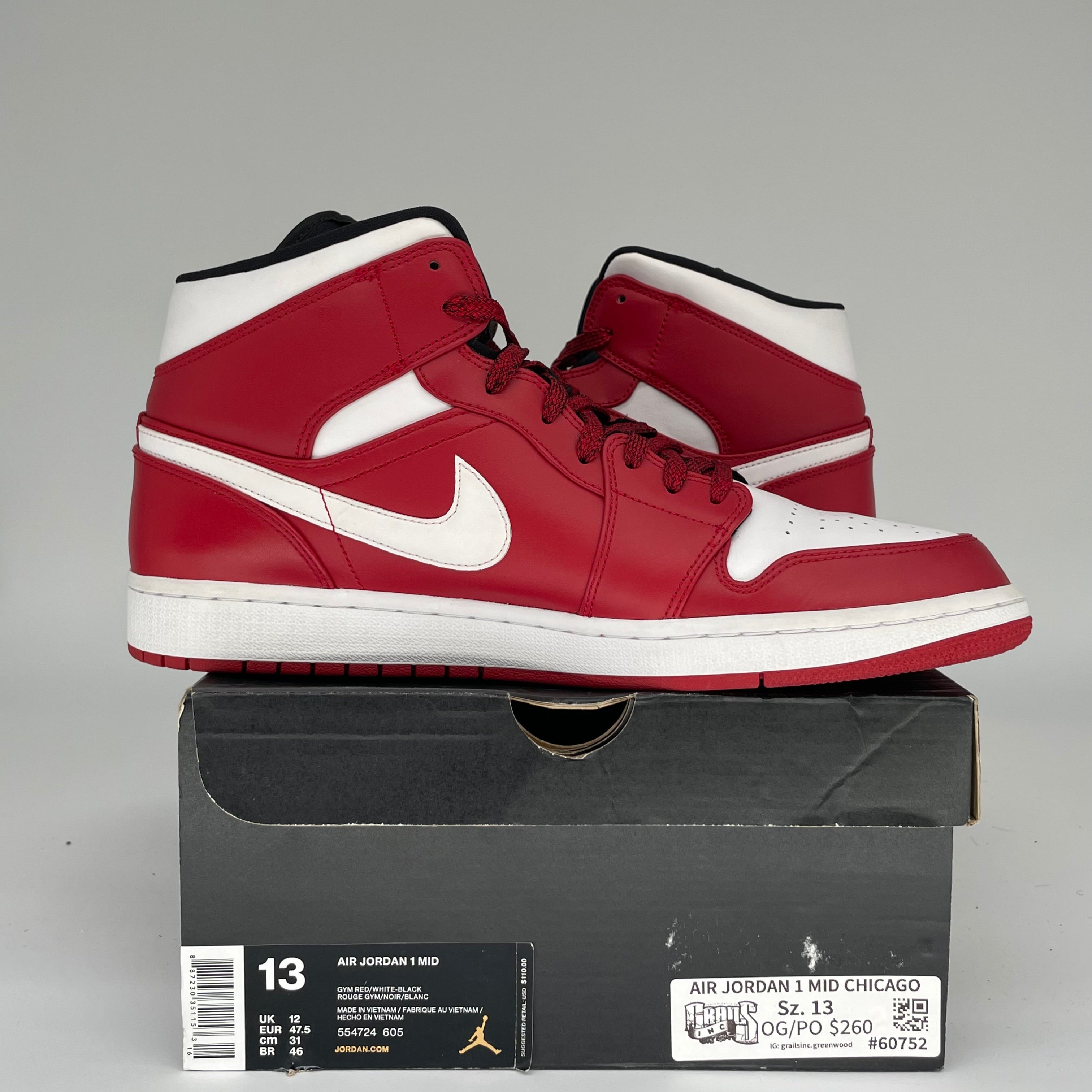AIR JORDAN 1 MID CHICAGO SIZE 13/14.5W 554724-605