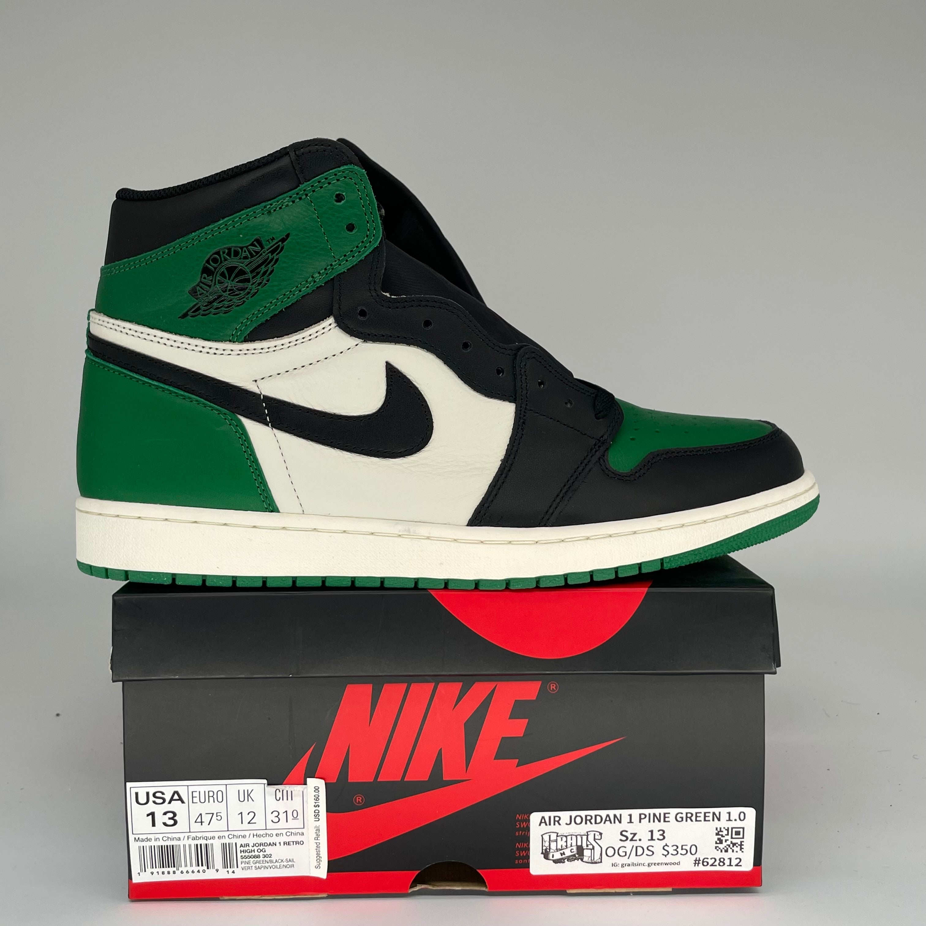 AIR JORDAN 1 PINE GREEN SIZE 13/14.5W 555088-302