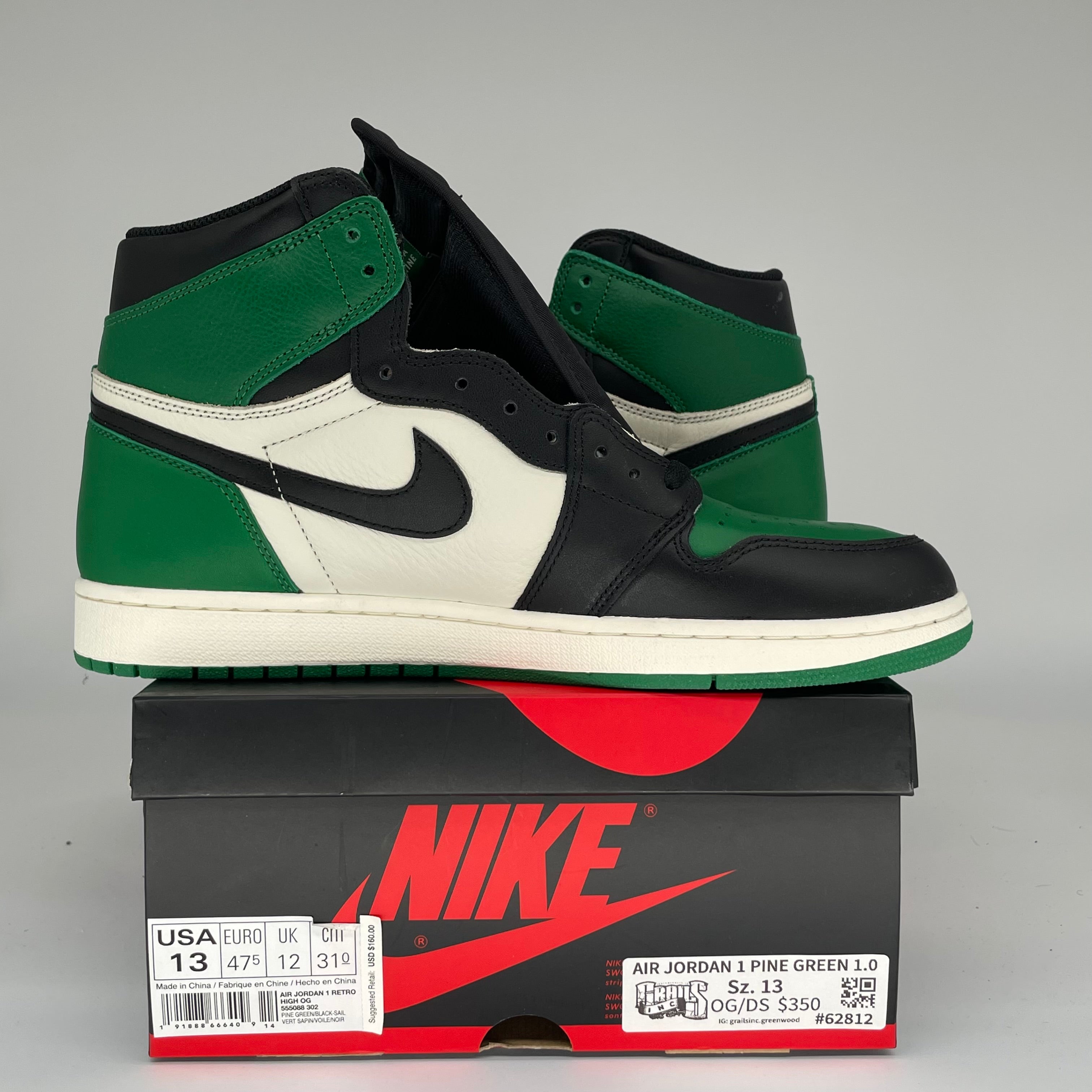 AIR JORDAN 1 PINE GREEN SIZE 13/14.5W 555088-302