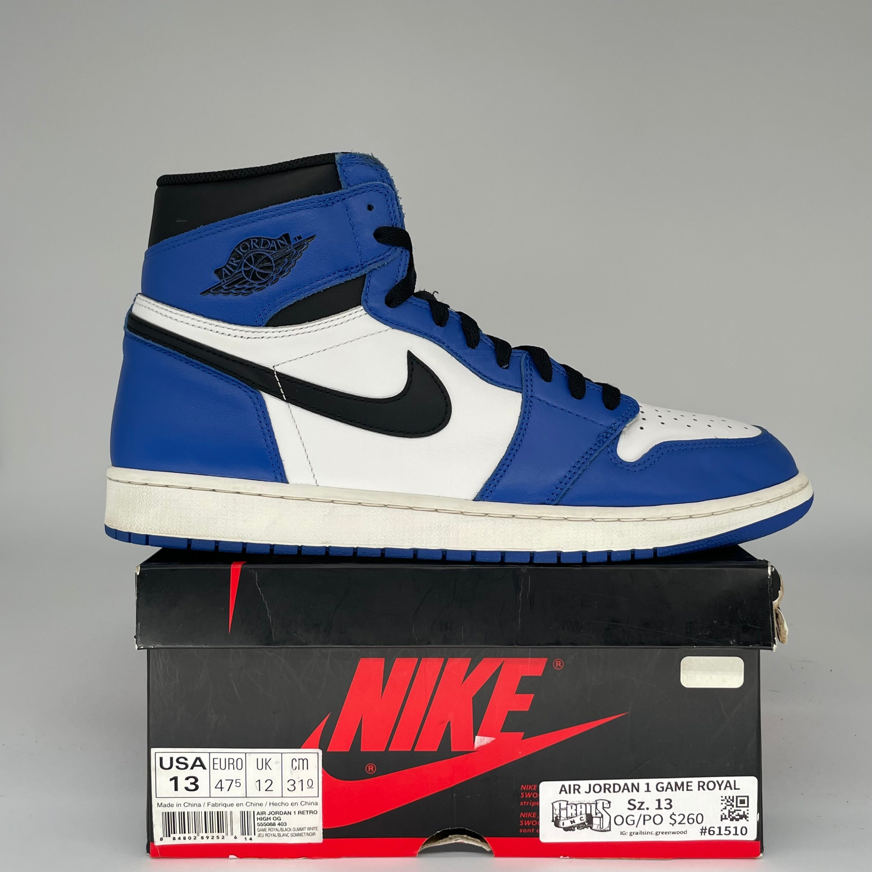 AIR JORDAN 1 GAME ROYAL SIZE 13/14.5W 555088-403