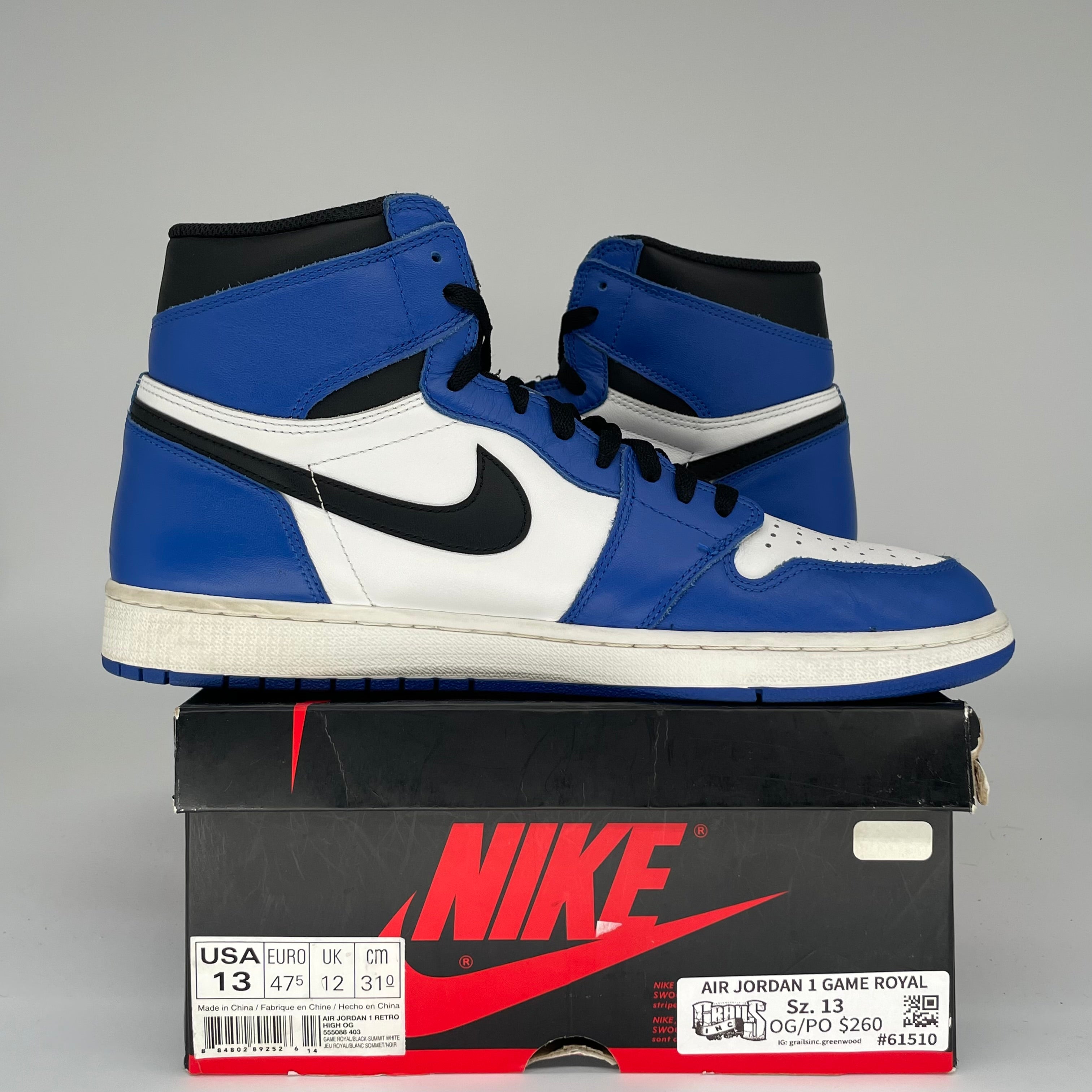 AIR JORDAN 1 GAME ROYAL SIZE 13/14.5W 555088-403