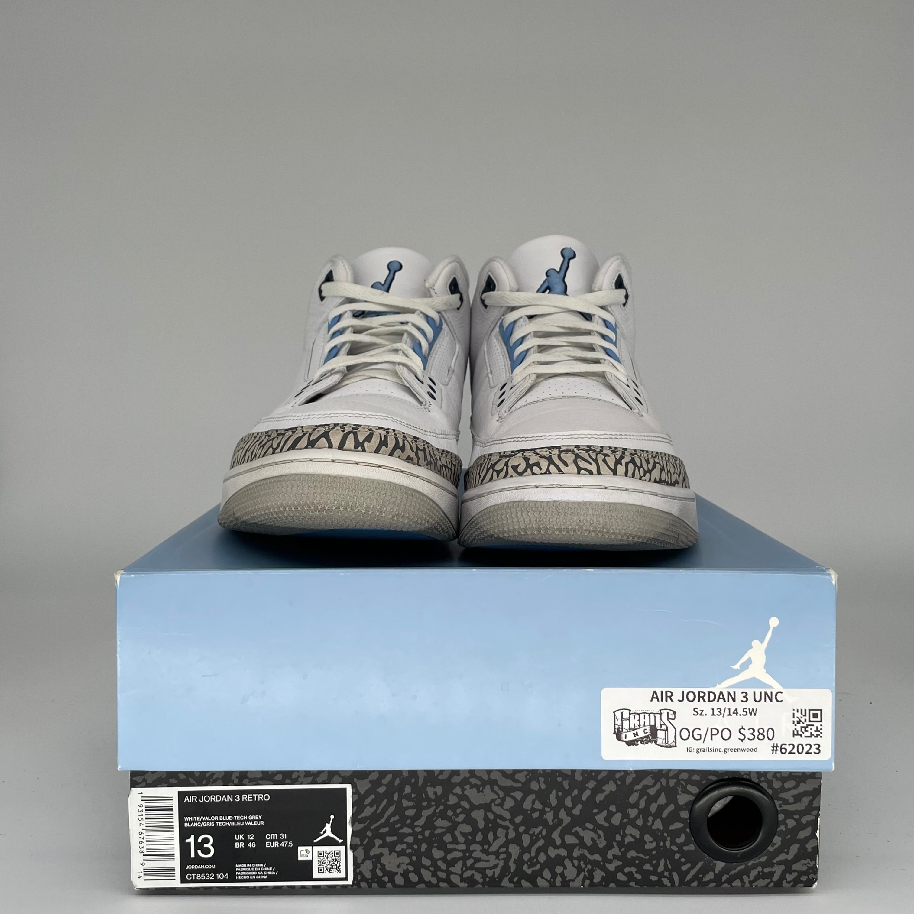 AIR JORDAN 3 UNC CT8532-104 SIZE 13/14.5W
