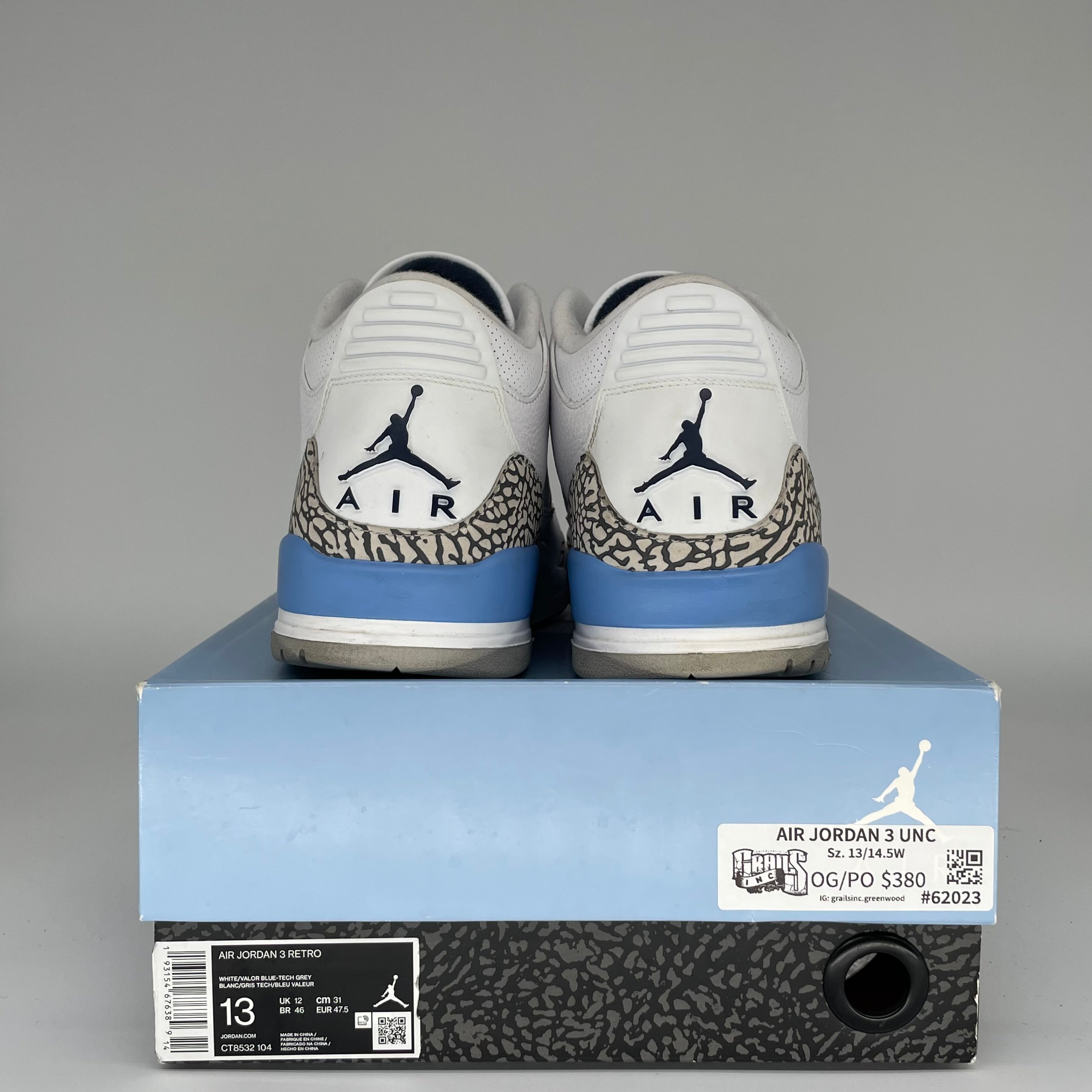 AIR JORDAN 3 UNC CT8532-104 SIZE 13/14.5W