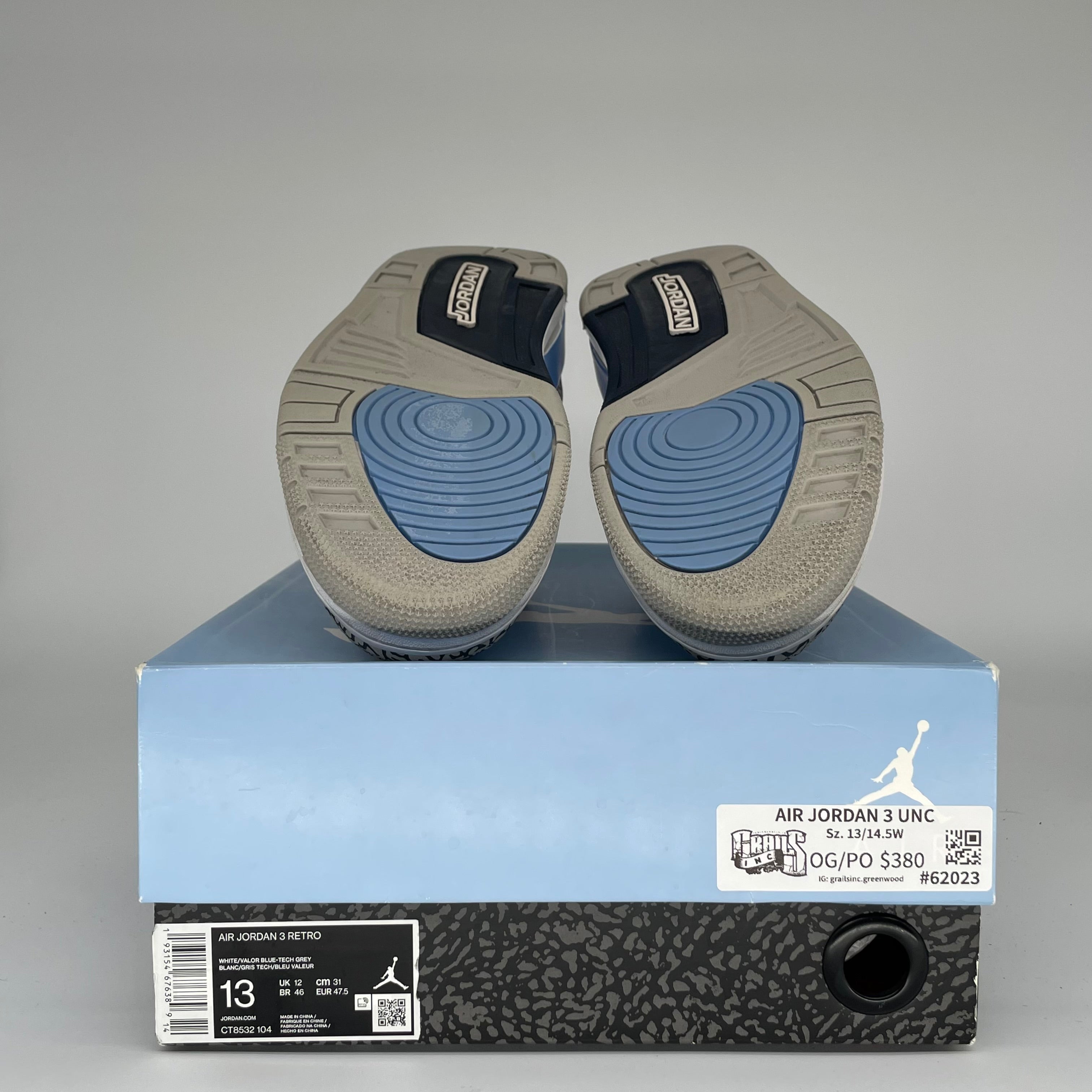 AIR JORDAN 3 UNC CT8532-104 SIZE 13/14.5W