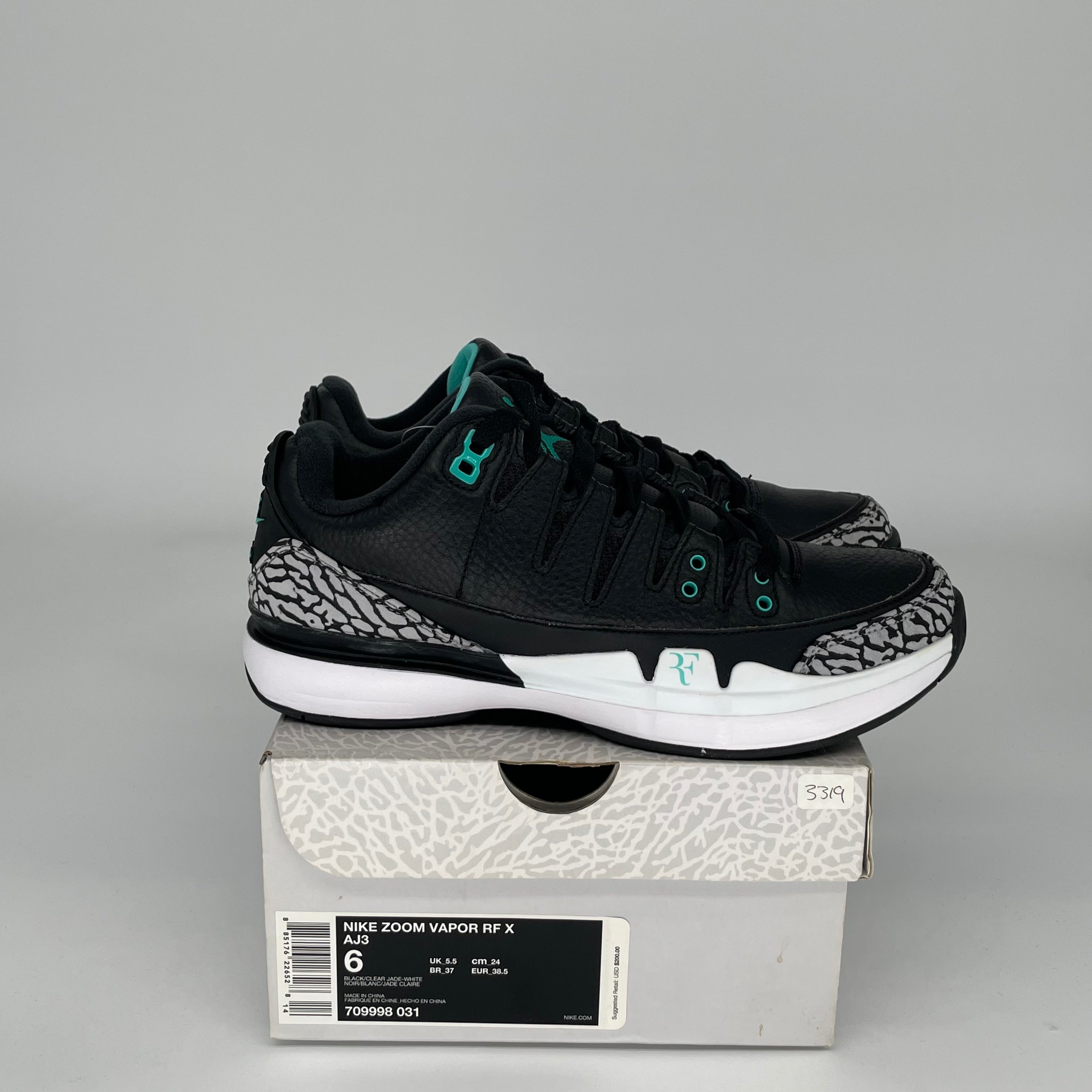 NIKE ZOOM VAPOR AJ3 ATMOS JADE SIZE 6 709998-031