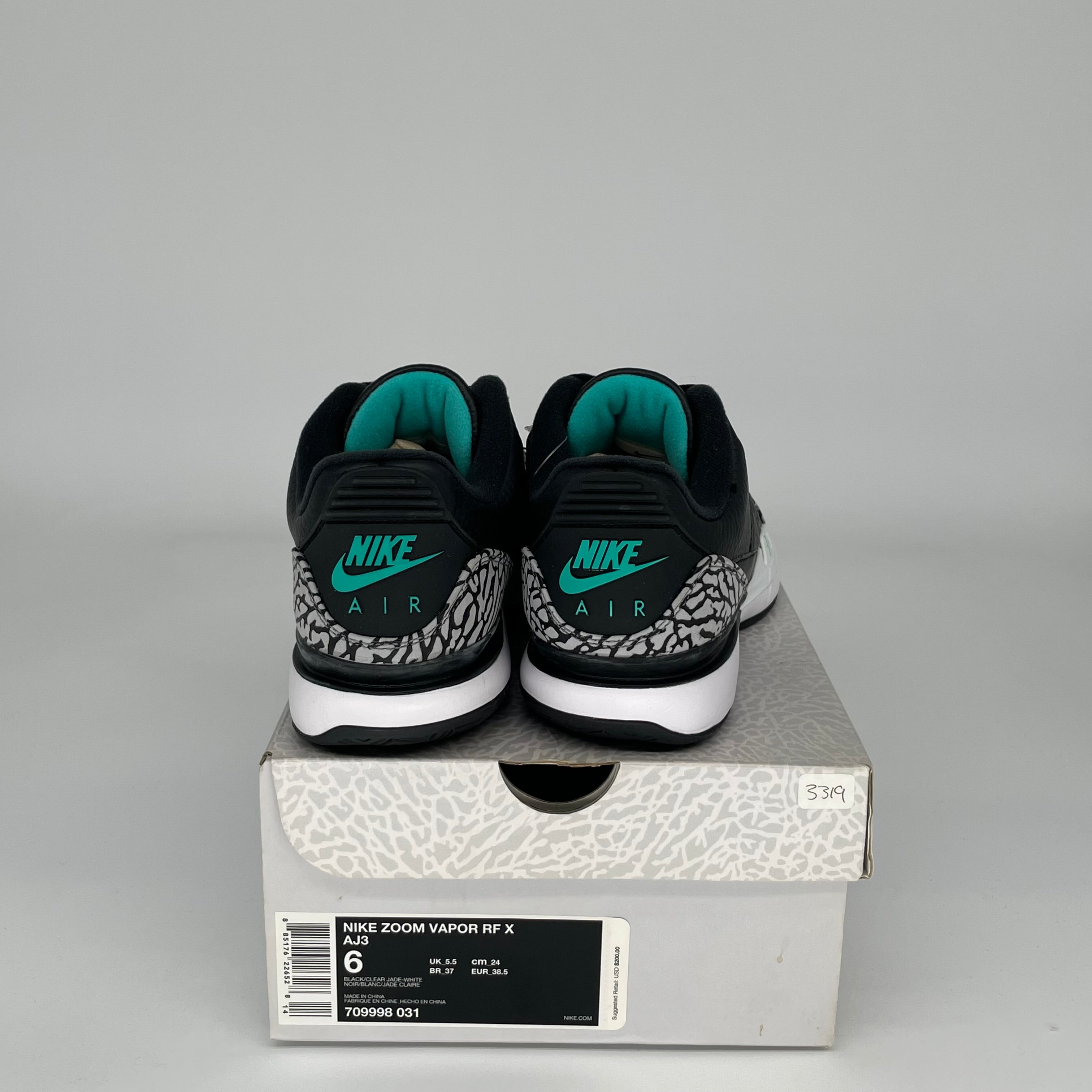 NIKE ZOOM VAPOR AJ3 ATMOS JADE SIZE 6 709998-031