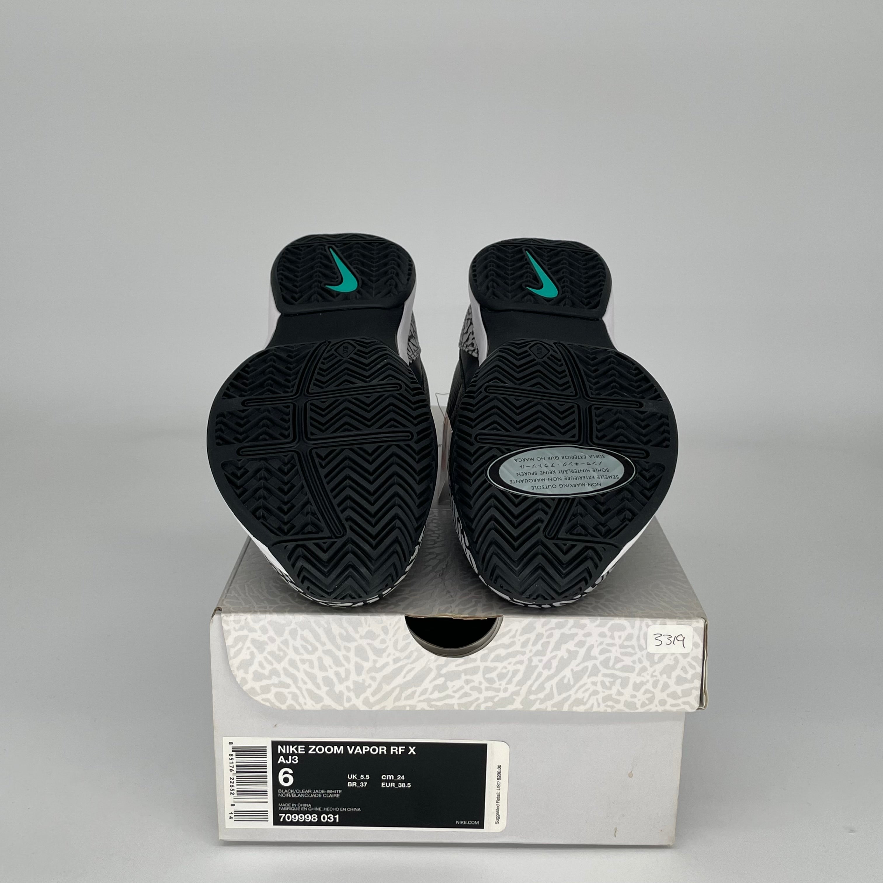 NIKE ZOOM VAPOR AJ3 ATMOS JADE SIZE 6 709998-031