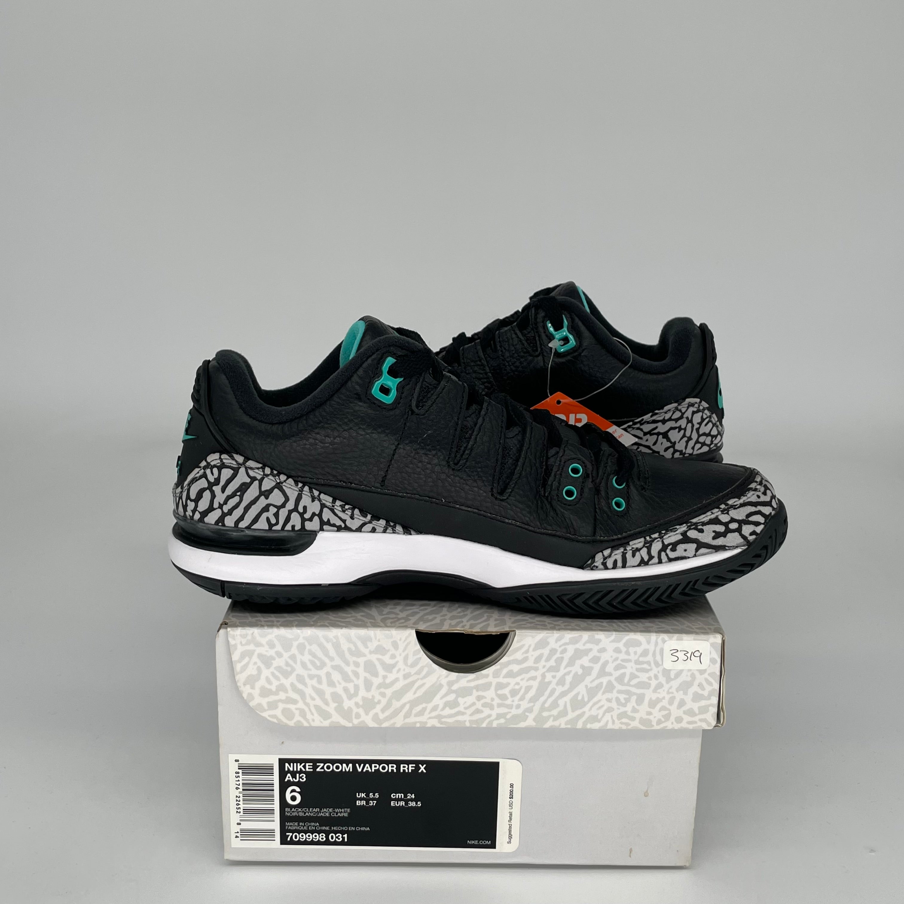 NIKE ZOOM VAPOR AJ3 ATMOS JADE SIZE 6 709998-031