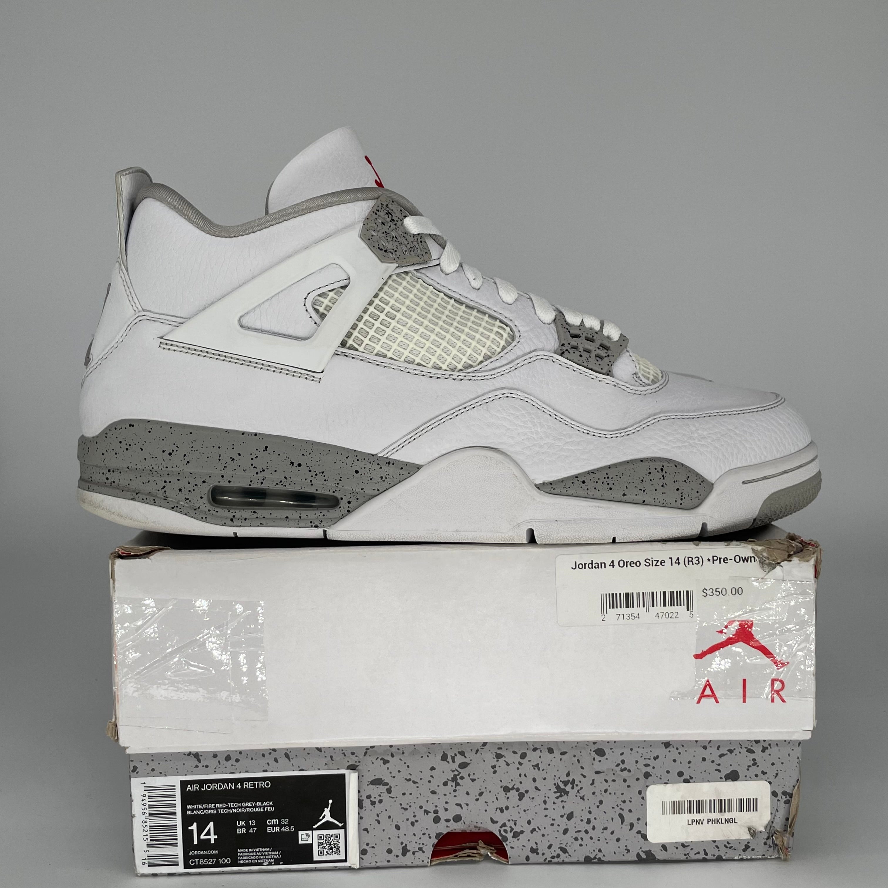 AIR JORDAN 4 WHITE OREO CT8527-100 SIZE 14/15.5W