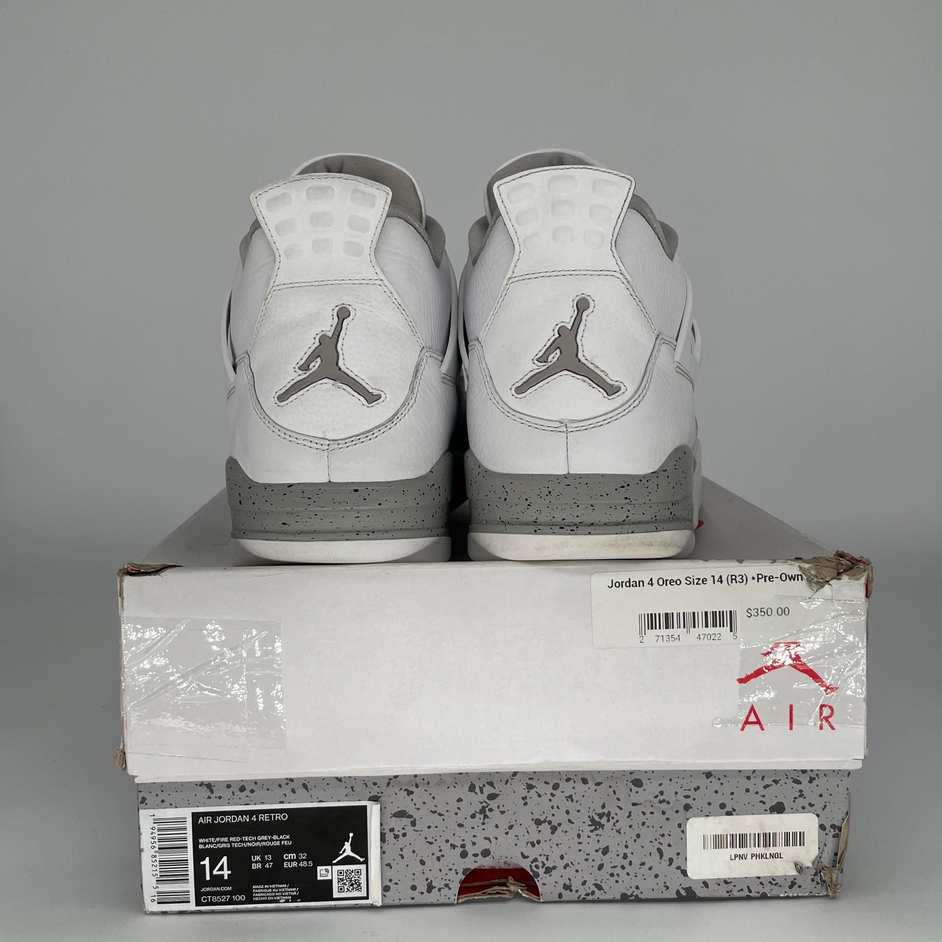 AIR JORDAN 4 WHITE OREO CT8527-100 SIZE 14/15.5W