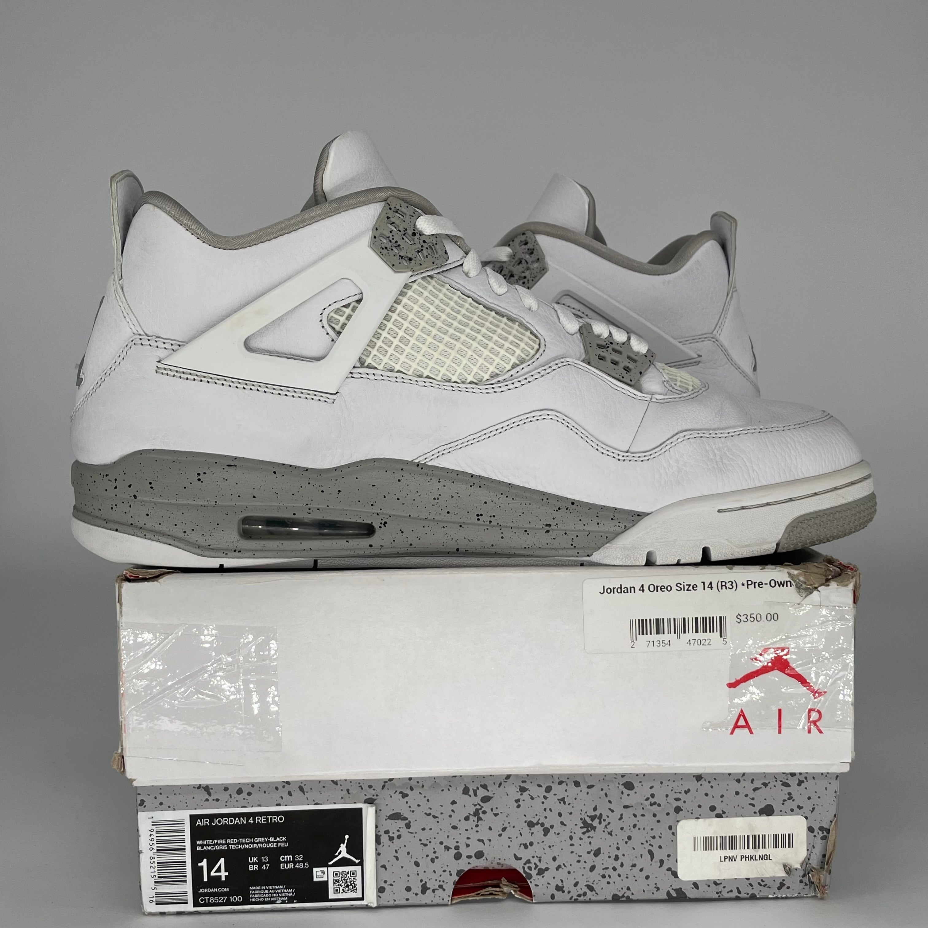 AIR JORDAN 4 WHITE OREO CT8527-100 SIZE 14/15.5W