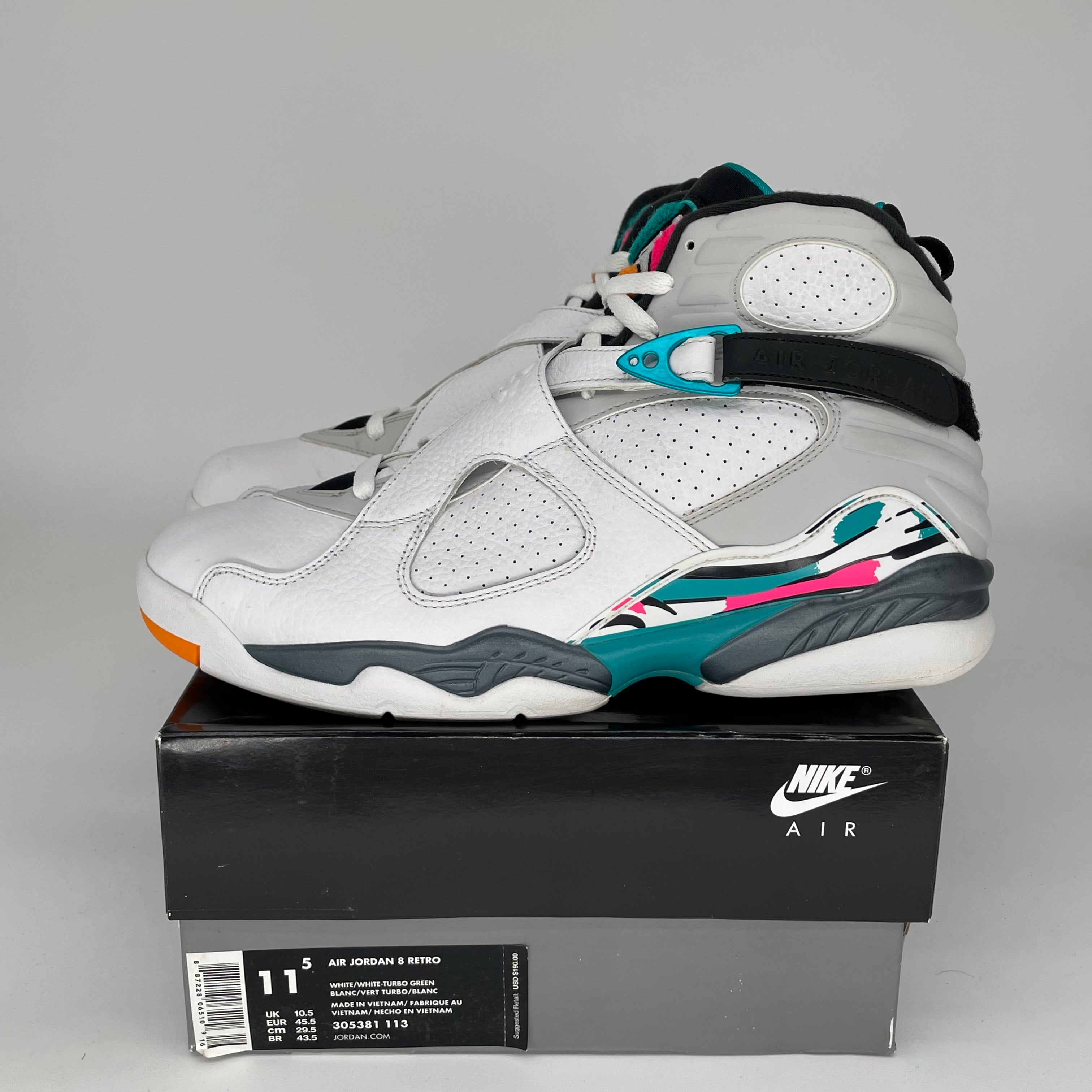 AIR JORDAN 8 SOUTH BEACH SIZE 11.5 305381-113