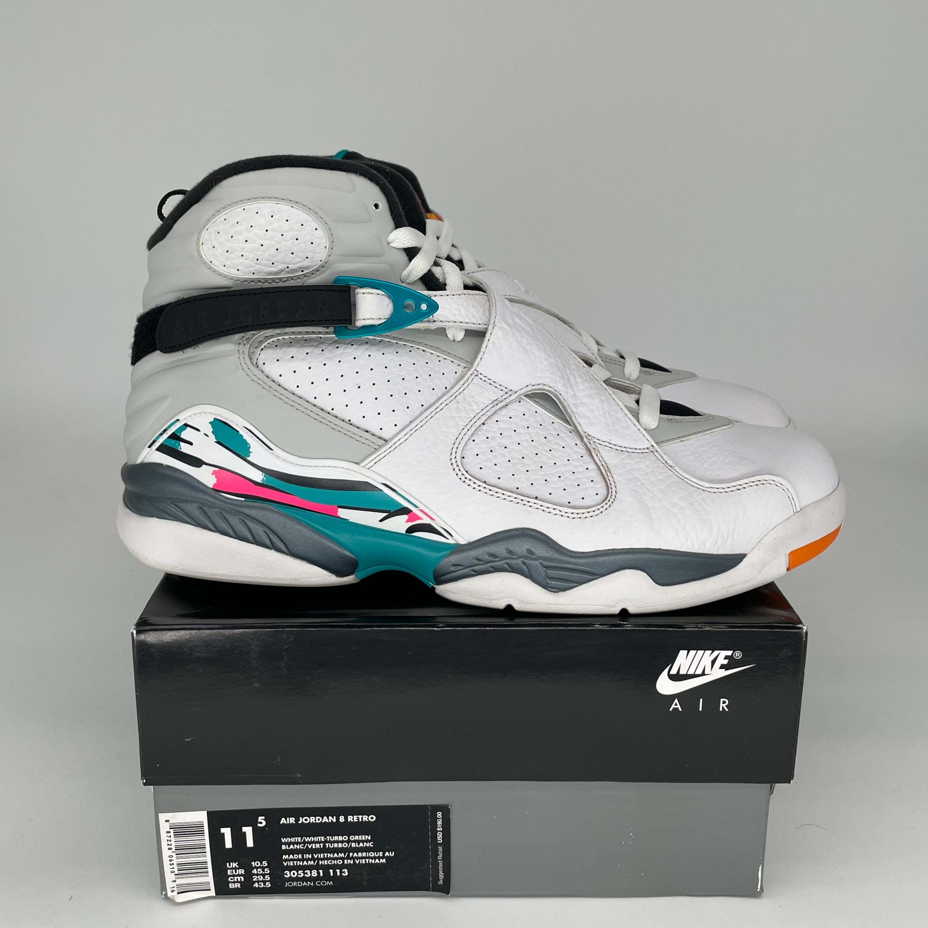 AIR JORDAN 8 SOUTH BEACH SIZE 11.5 305381-113