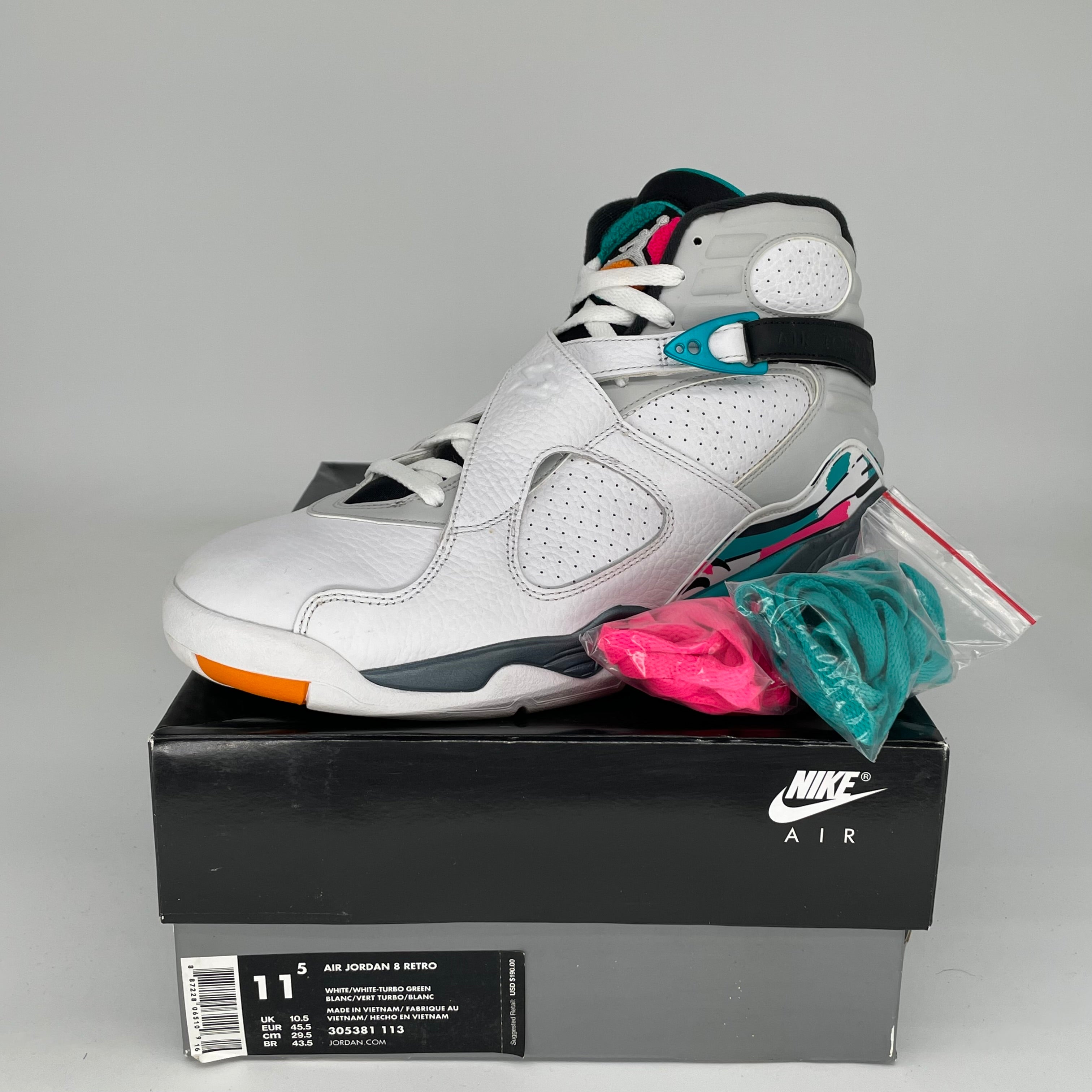 AIR JORDAN 8 SOUTH BEACH SIZE 11.5 305381-113